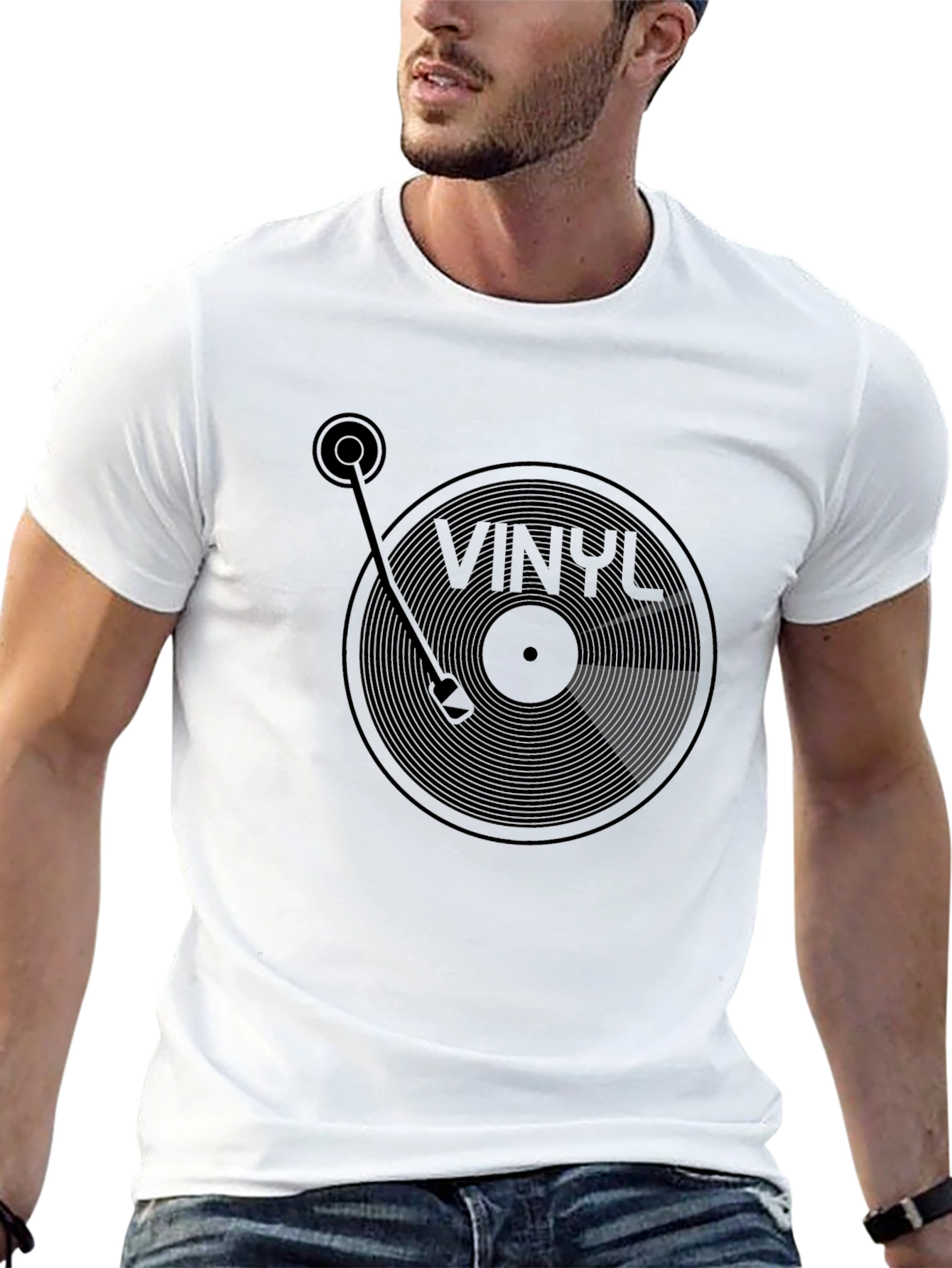 Black Vinyl Record Player Graphic T-Shirt view 13