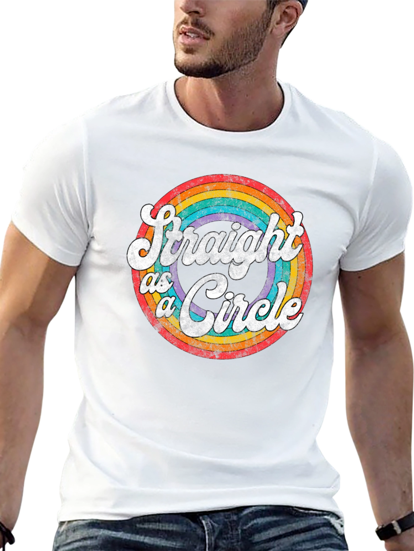 Black Straight as a Circle Graphic Tee - Pride LGBTQ+ Shirt view 13