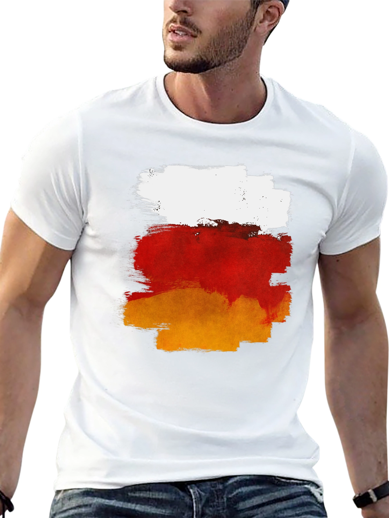 Abstract Brush Stroke Graphic T-Shirt - 13
