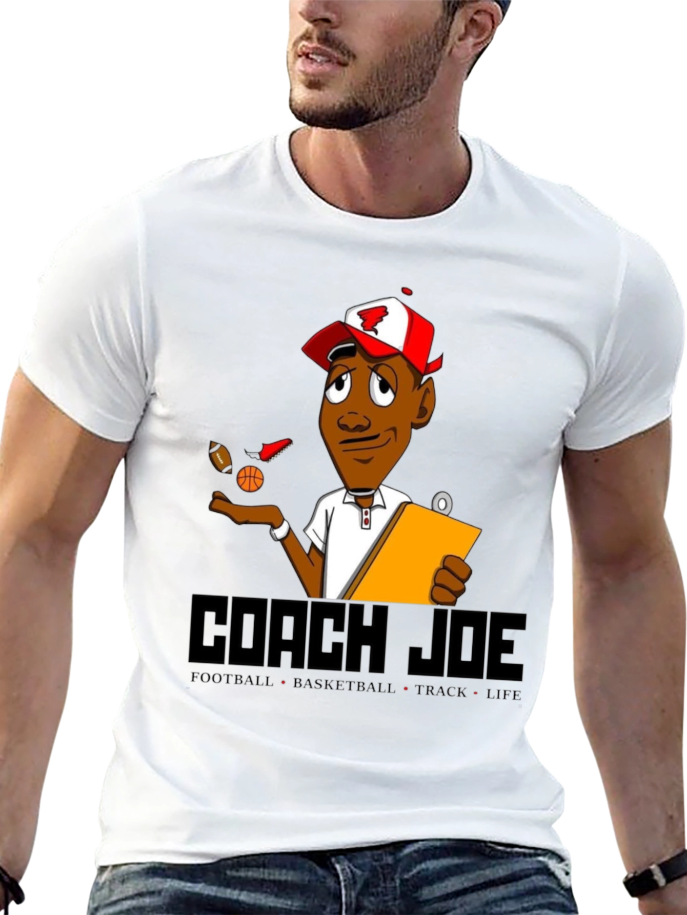 Black Coach Joe T-Shirt: Football, Basketball, Track, Life view 13