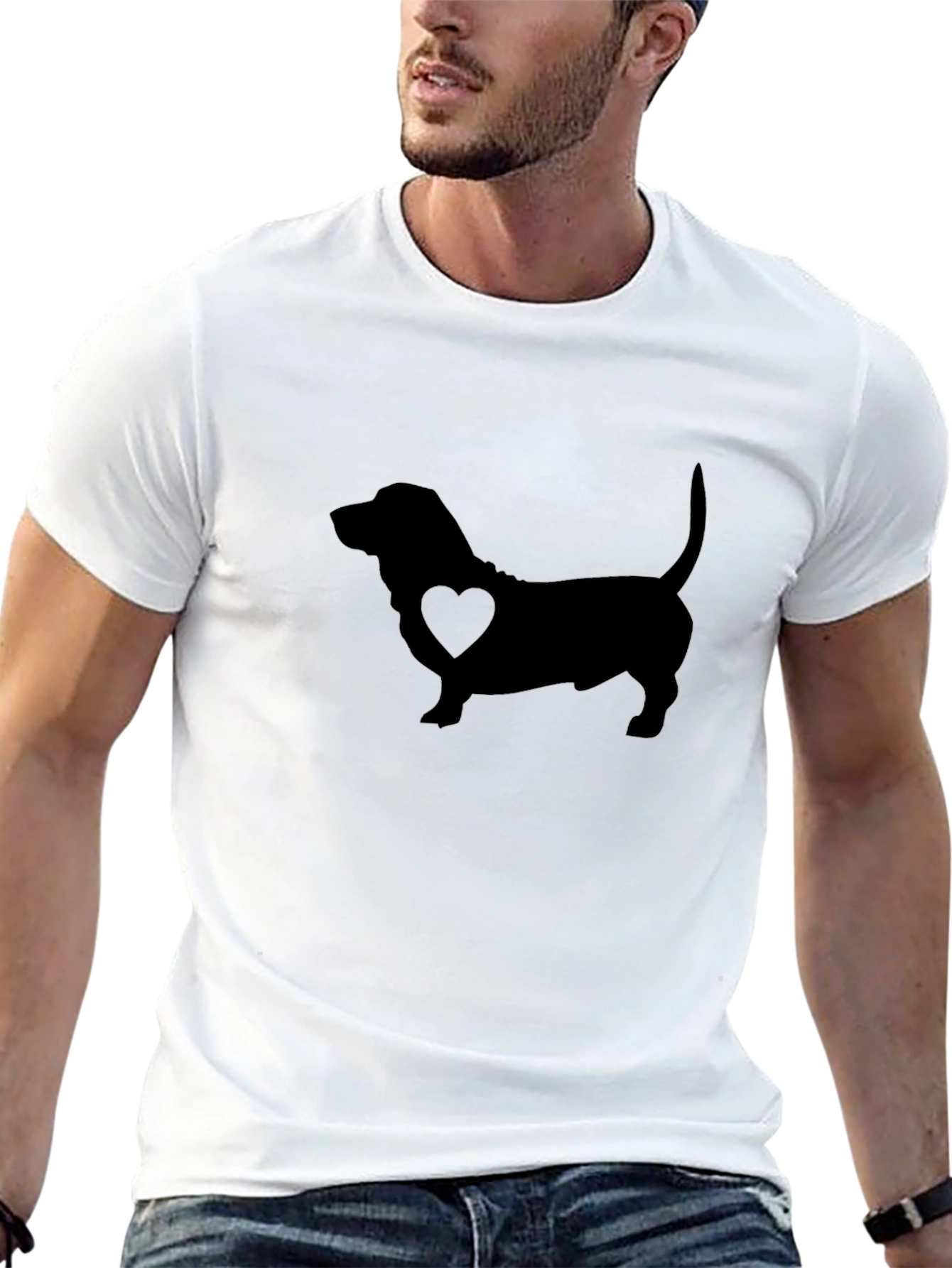 Black Dachshund Love Men's Black T-Shirt view 13