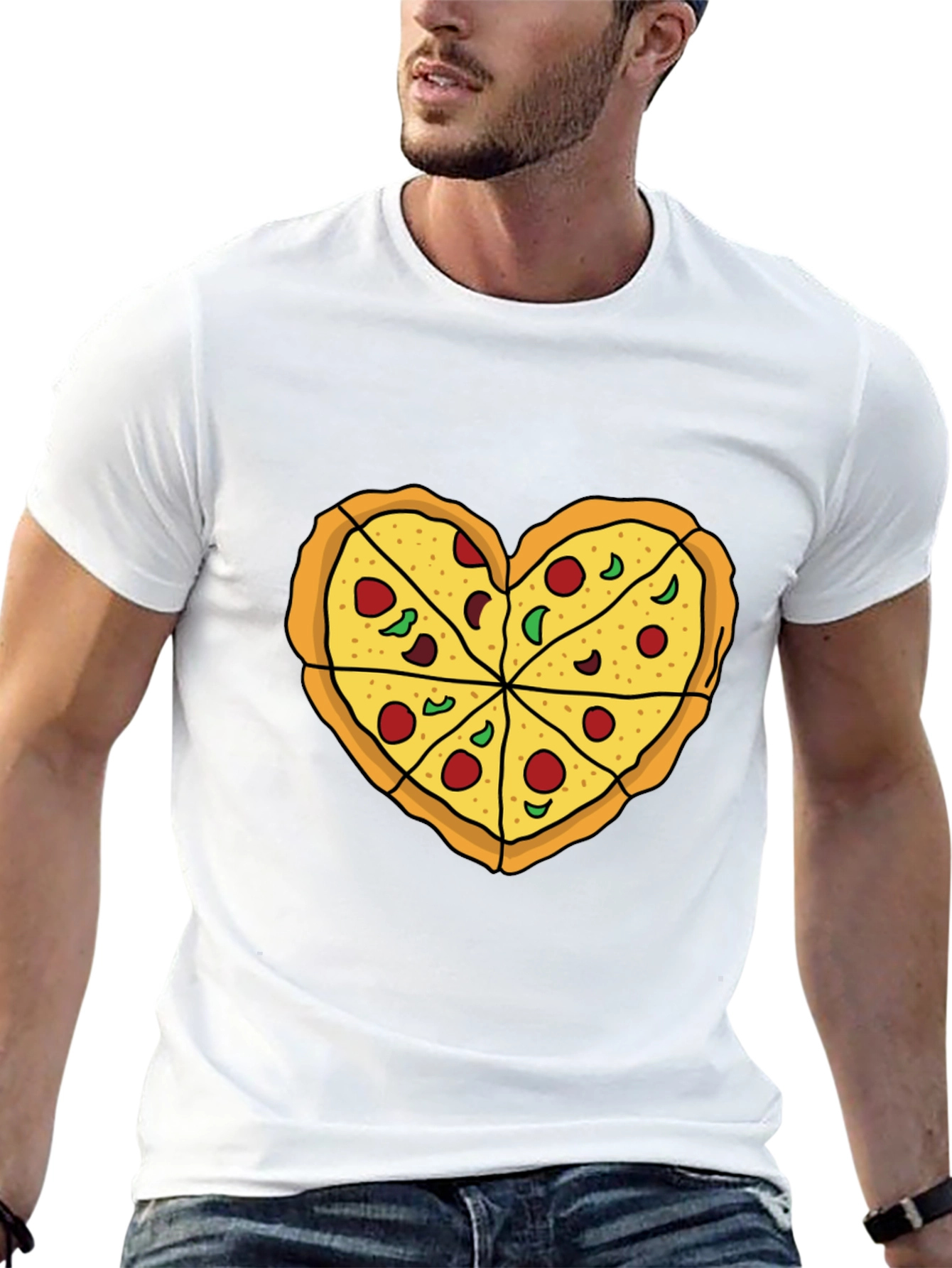 Black Pizza Heart Graphic Tee -  Food Lover's T-Shirt view 13