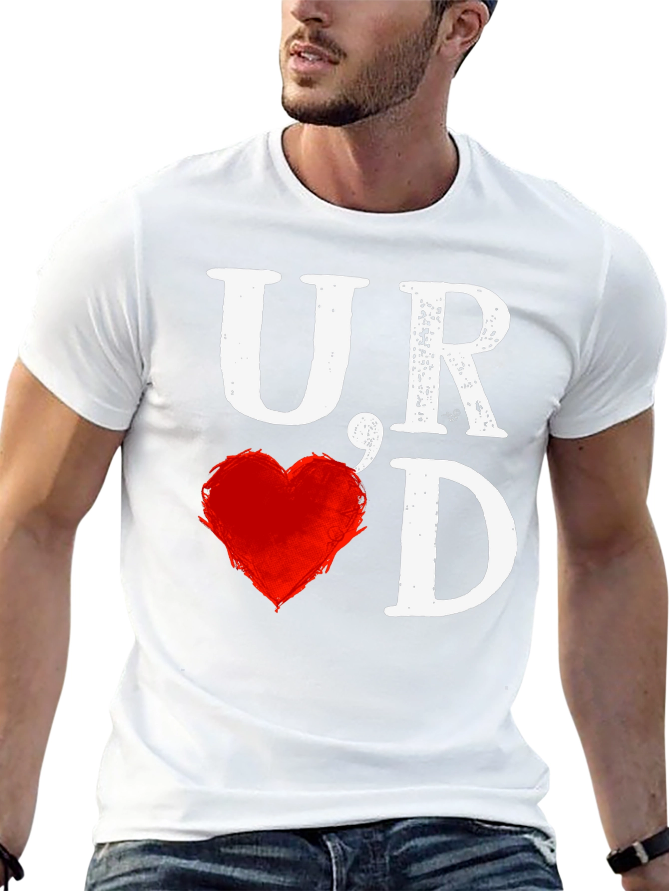 Black U Heart D T-Shirt - Bold Graphic Tee view 13