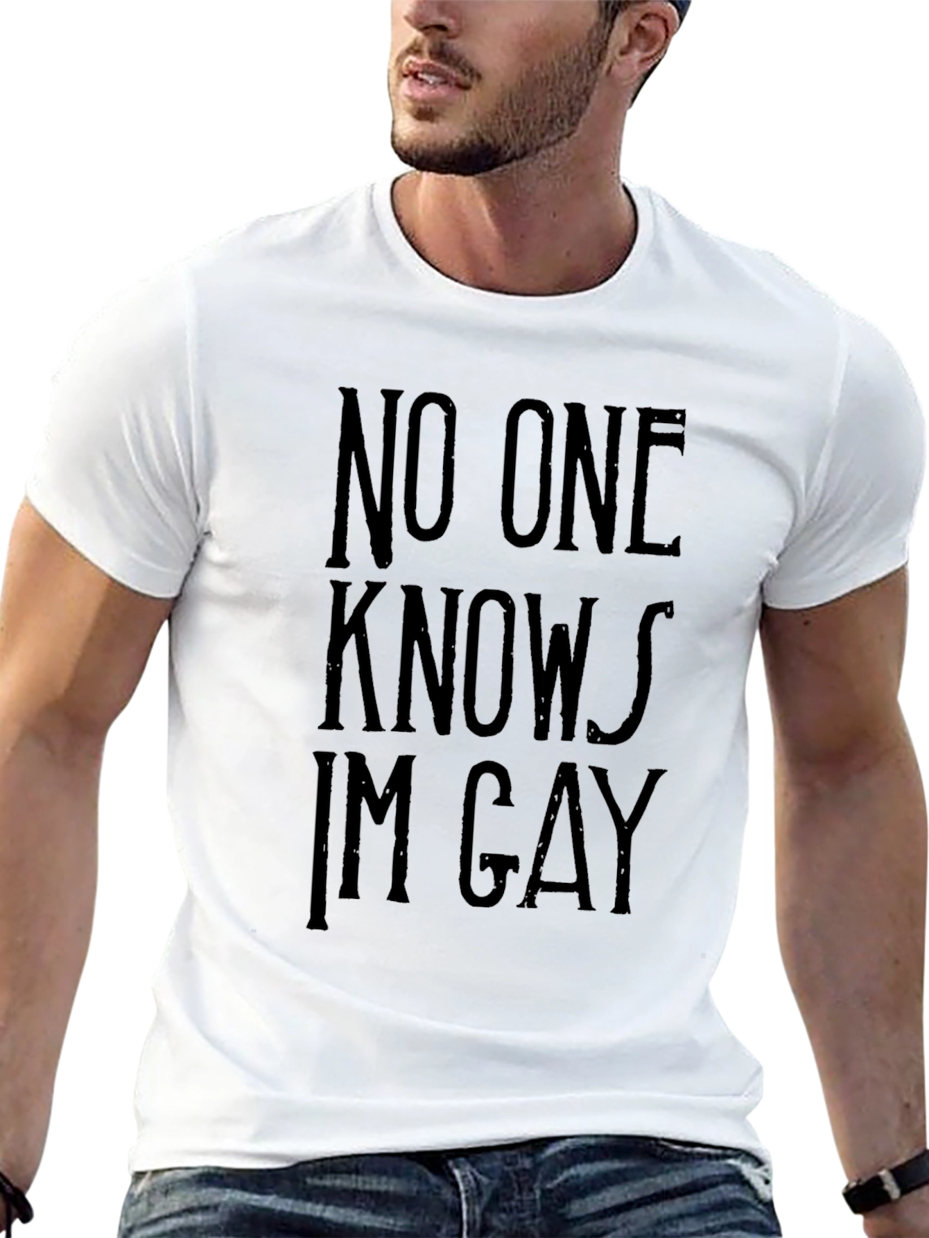 Black No One Knows I'm Gay Graphic T-Shirt - Bold Statement Tee view 13
