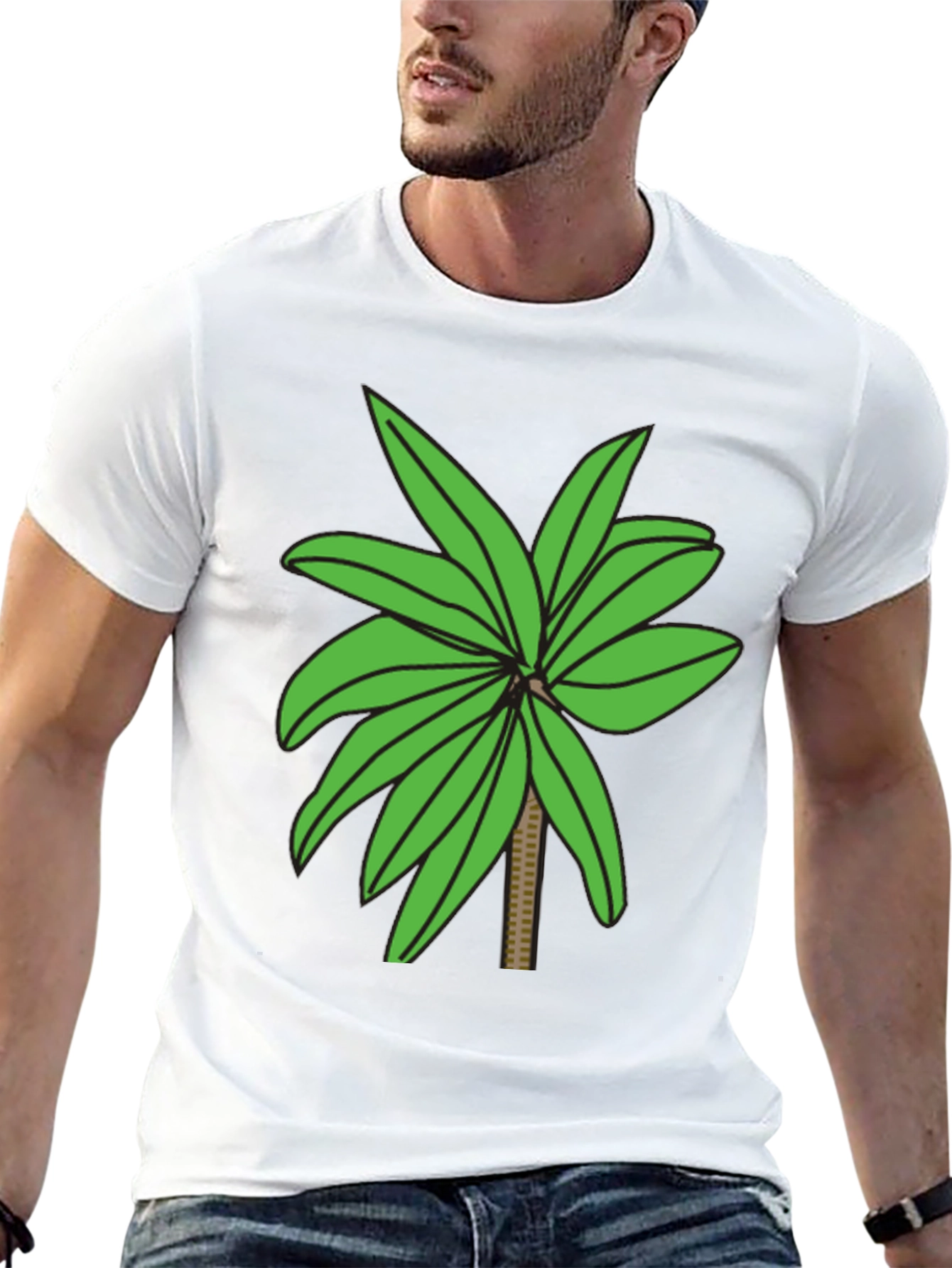 Black Tropical Palm Tree Graphic T-Shirt view 13