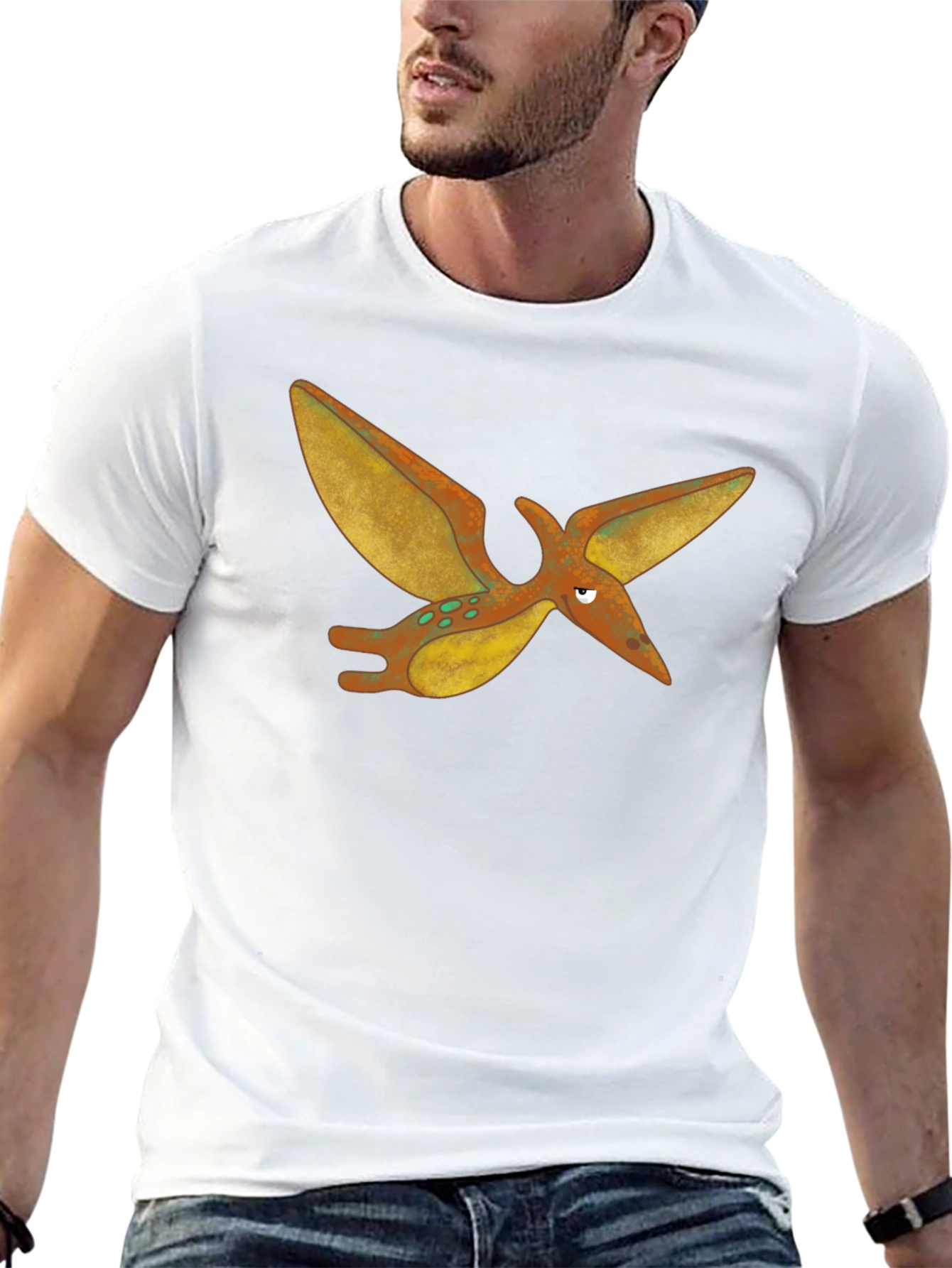 Black Cartoon Pterodactyl Black T-Shirt view 13