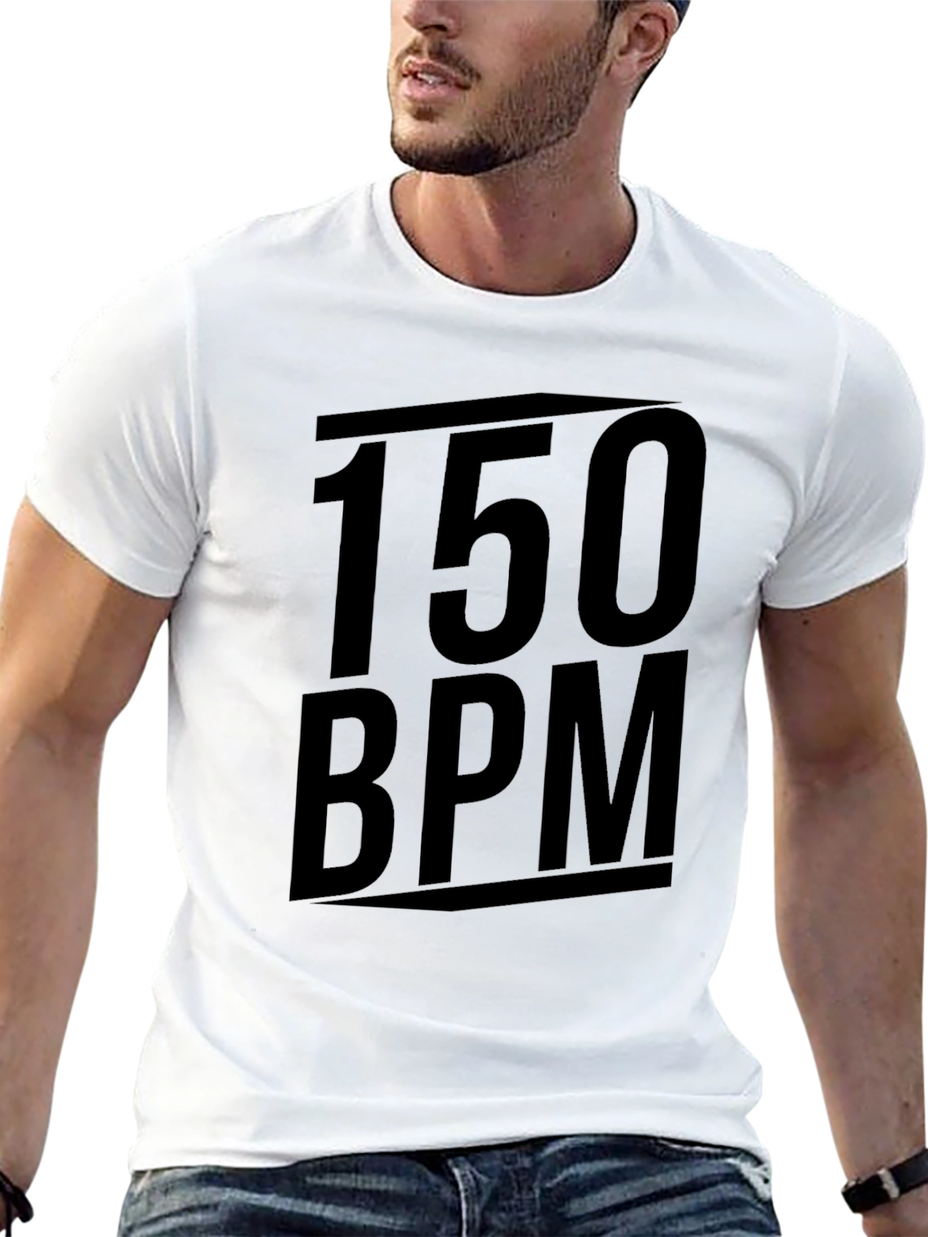 Black 150 BPM Black Graphic Tee - Music Lover Shirt view 13