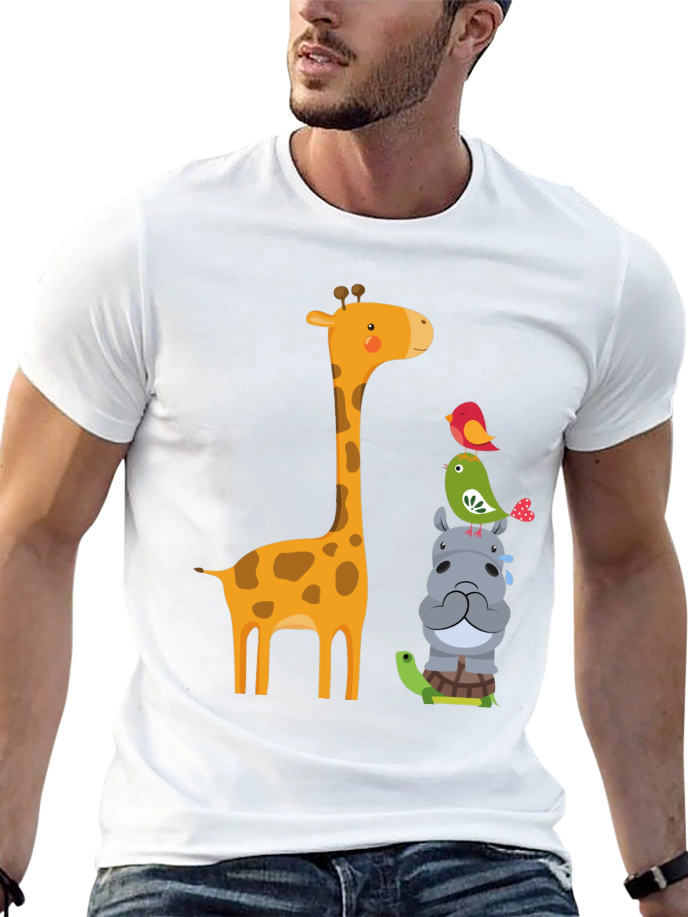 Black Cute Animal Stack T-Shirt view 13