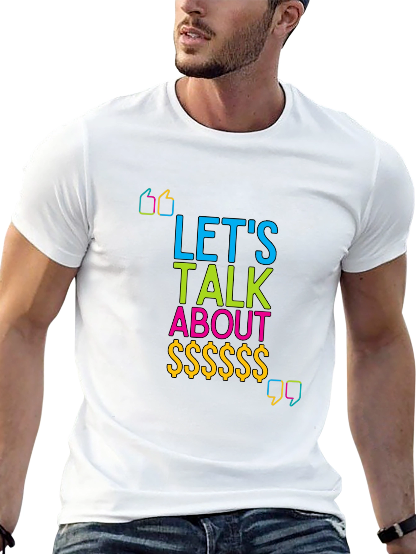 Black Let's Talk About Money Graphic T-Shirt view 13