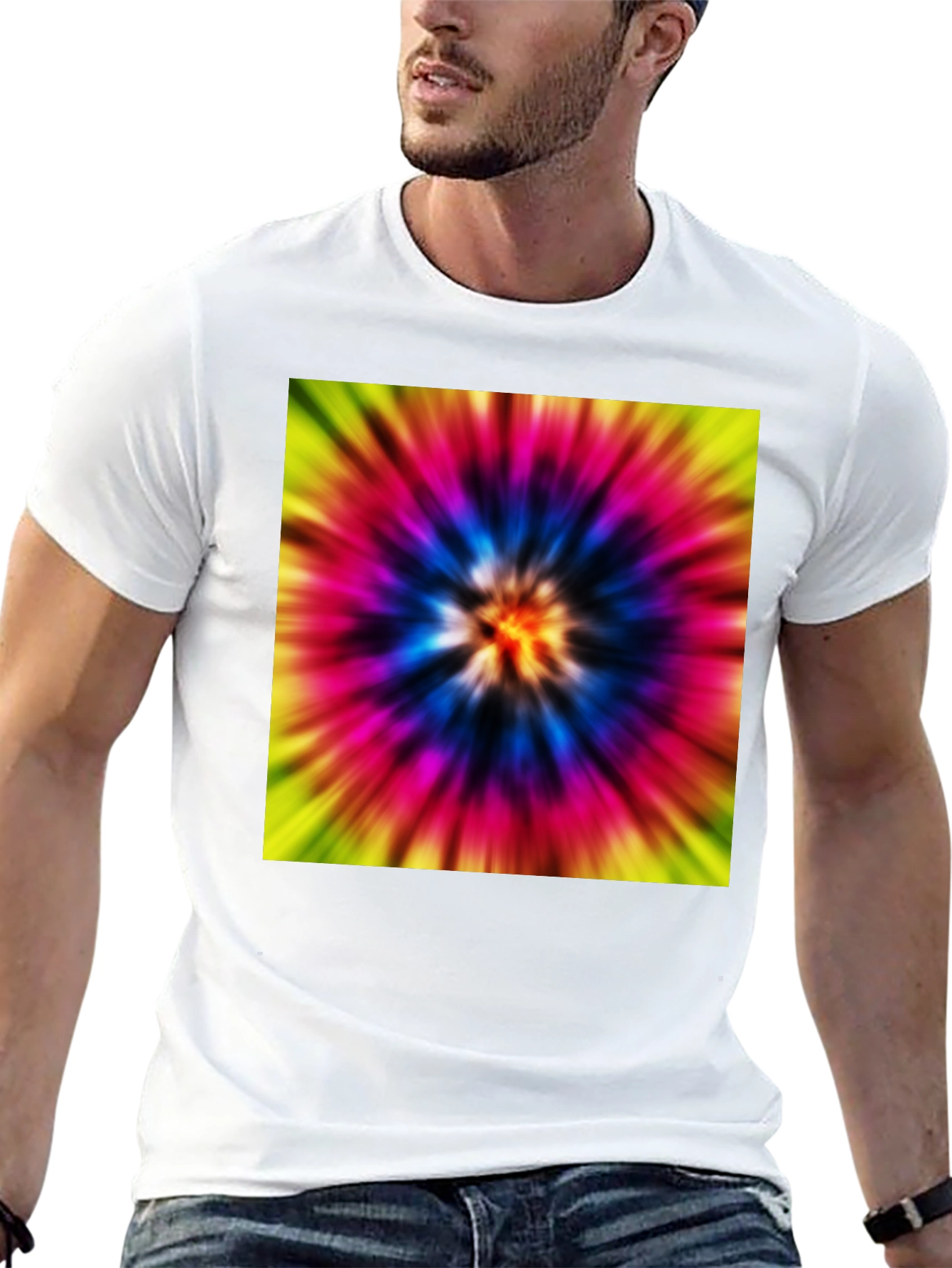 Black Tie-Dye Graphic Black T-Shirt view 13