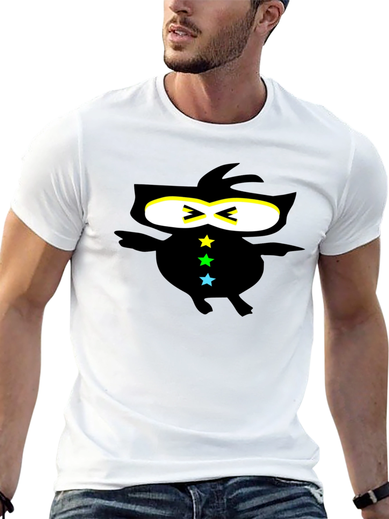 Black Cool Ninja-Style Graphic Black T-Shirt view 13