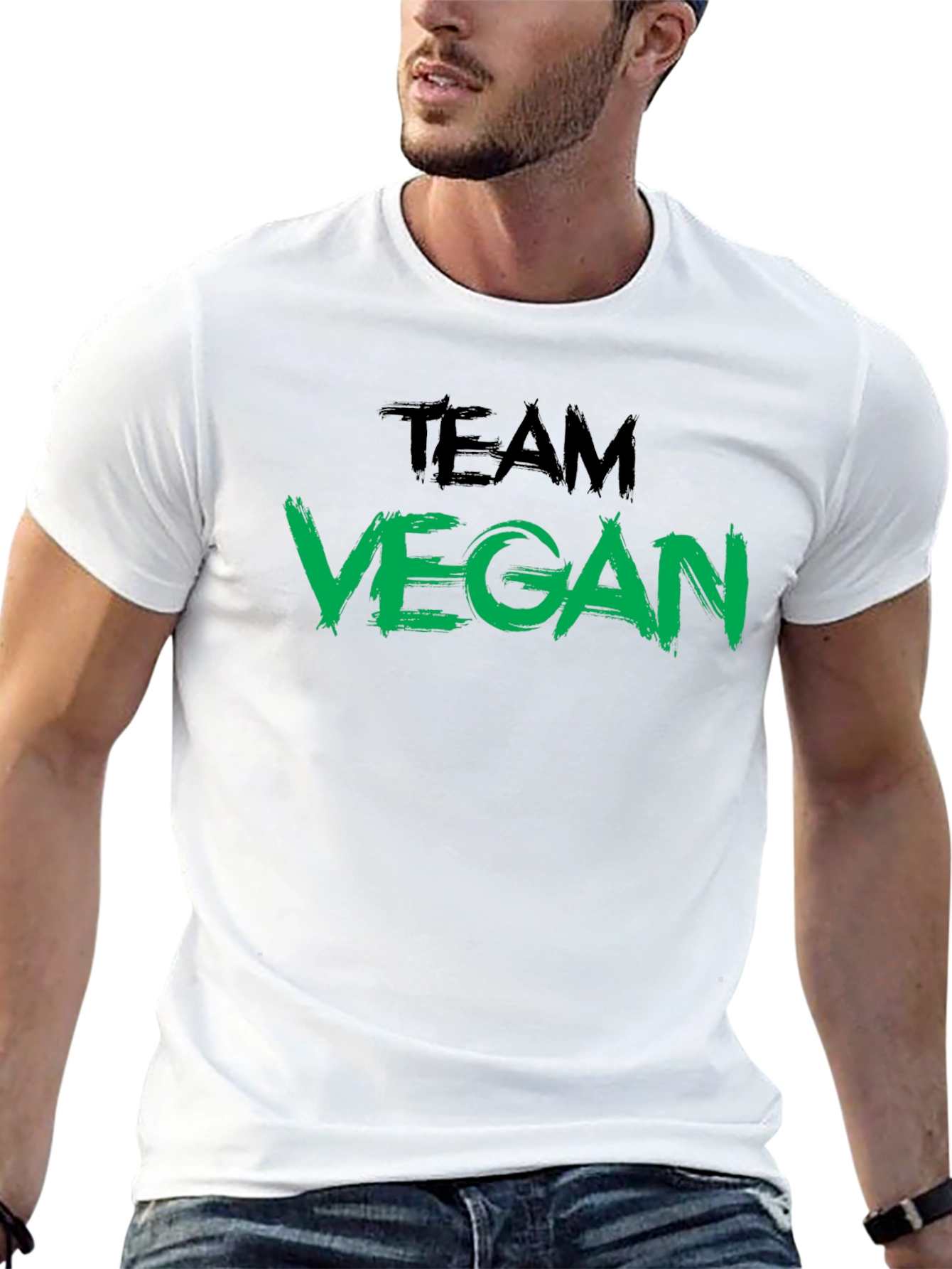 Black Team Vegan Black Crew Neck T-Shirt view 13
