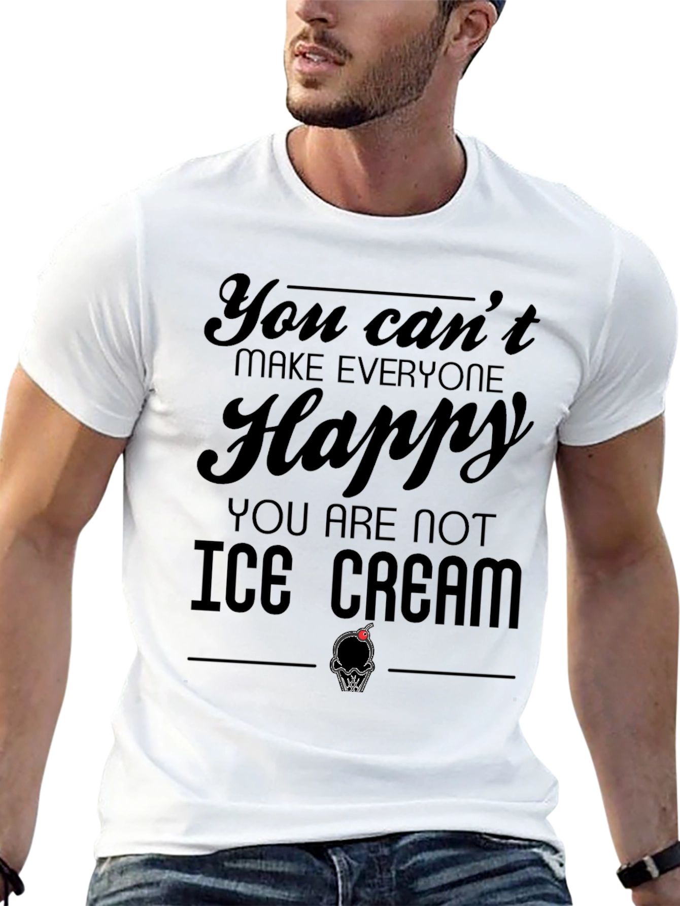 Black You Can't Make Everyone Happy Ice Cream T-Shirt view 13