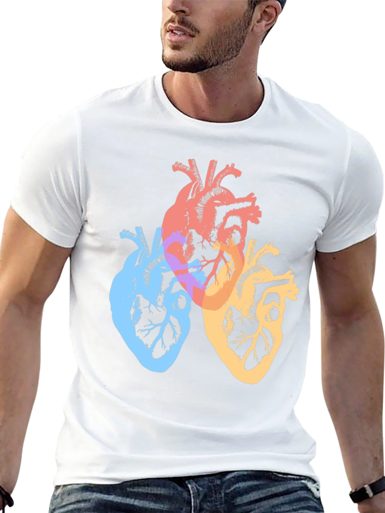 Black Colorful Anatomical Hearts Graphic Tee - Black view 13