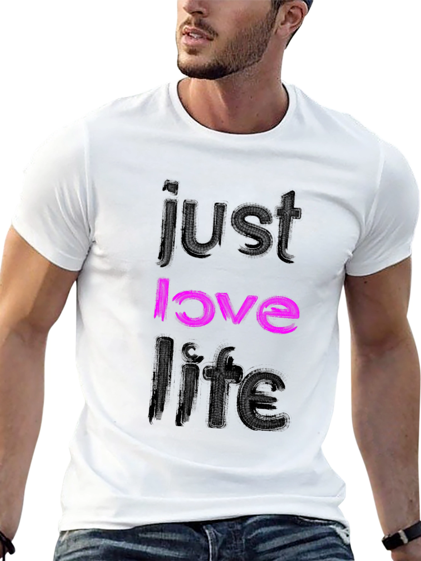 Black Just Love Life Black Graphic Tee view 13