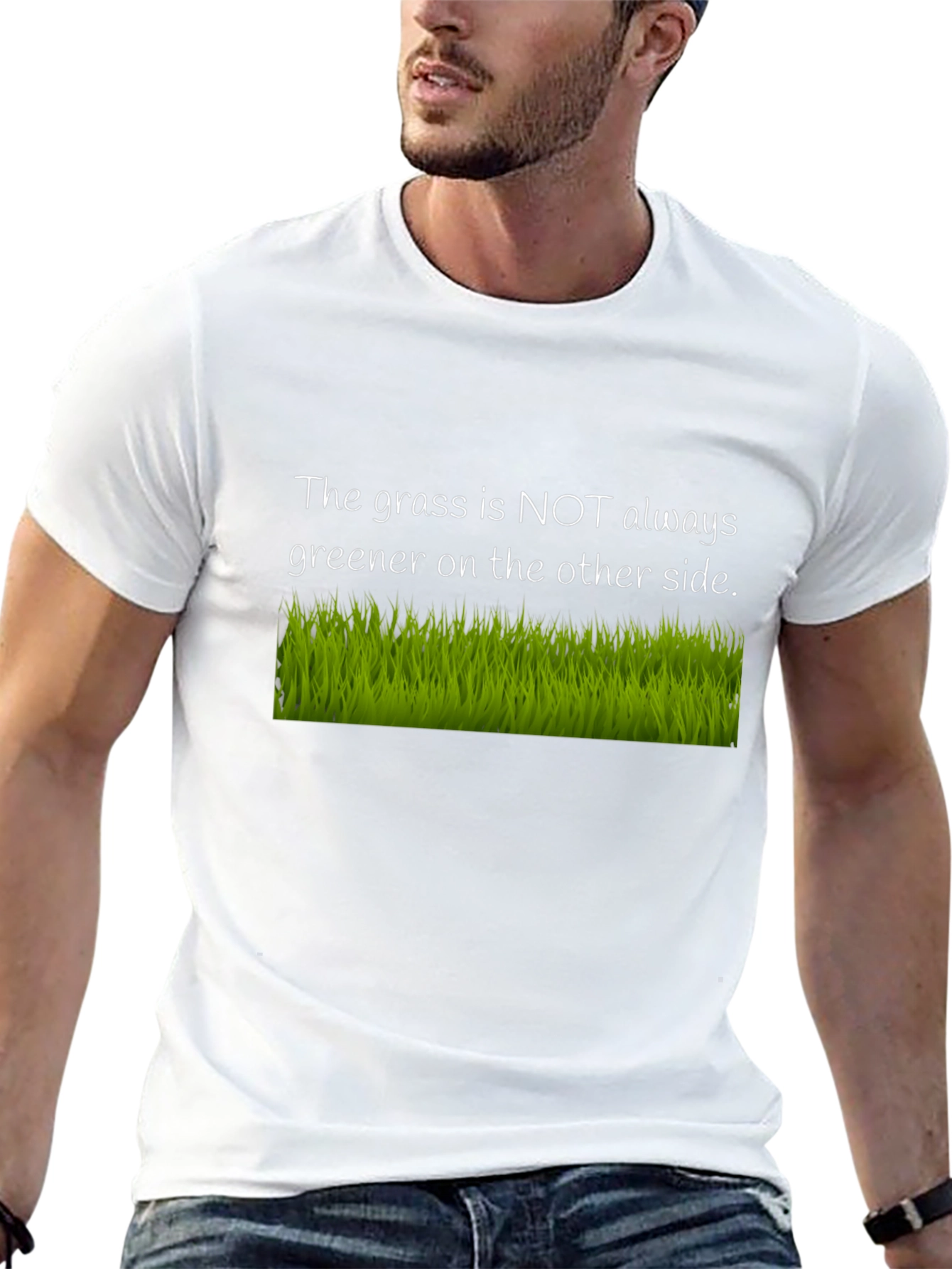 Black The Grass Is Not Always Greener Black T-Shirt view 13