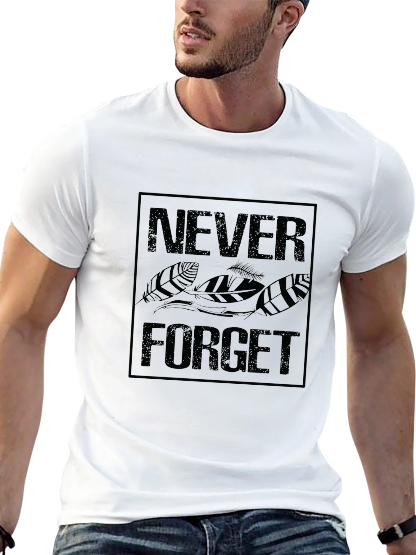 Black Never Forget Graphic Tee - Black Cotton T-Shirt view 13