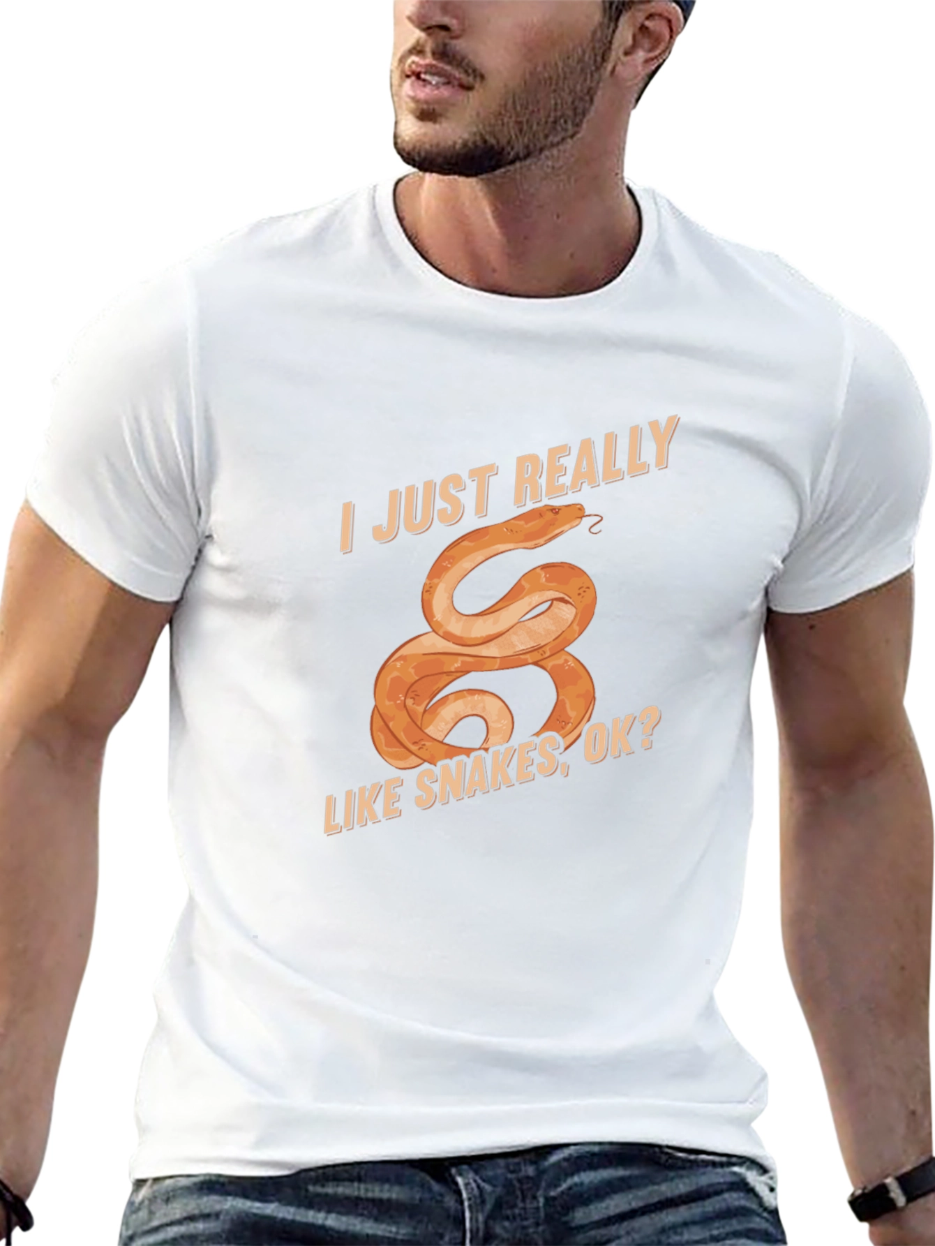 Black I Just Really Like Snakes T-Shirt, Fun Graphic Tee view 13
