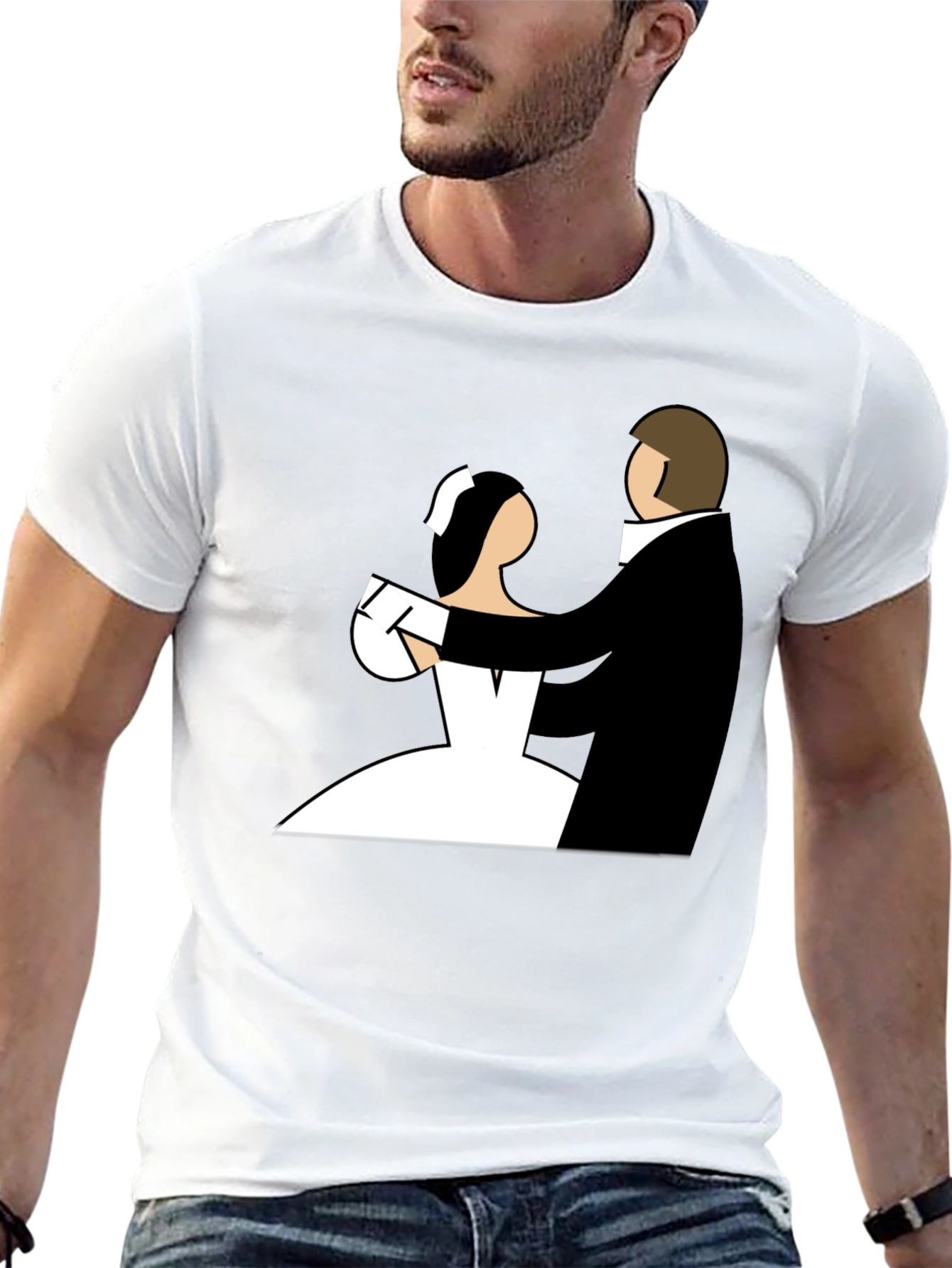 Black Wedding Dance Graphic Tee - Black Cotton T-Shirt view 13