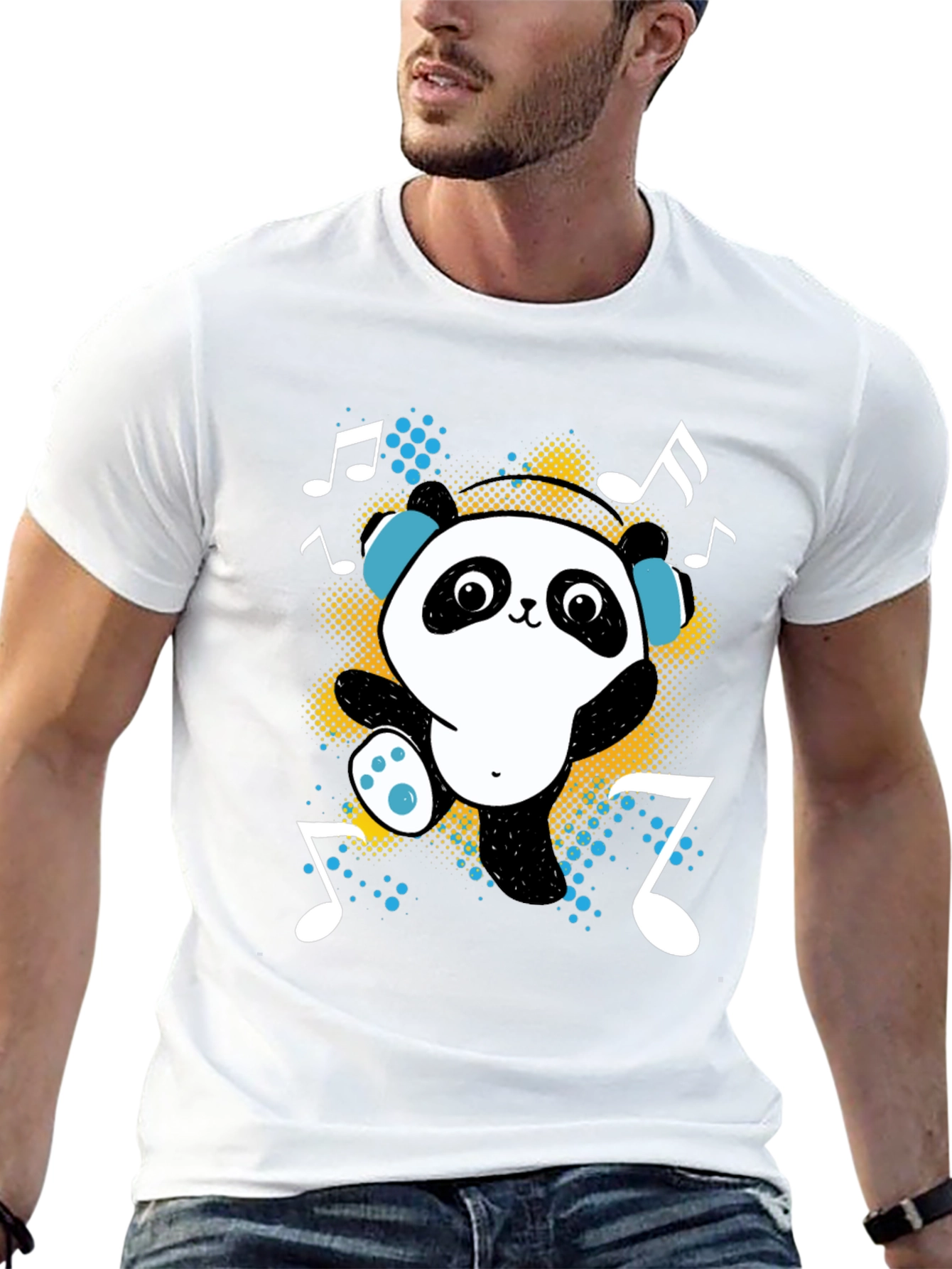 Black Dancing Panda Graphic Tee - Black Cotton T-Shirt view 13
