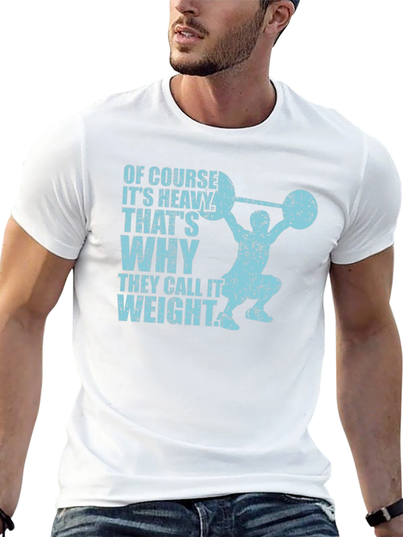 Black Funny Weightlifting T-Shirt: "Of Course It's Heavy" view 13