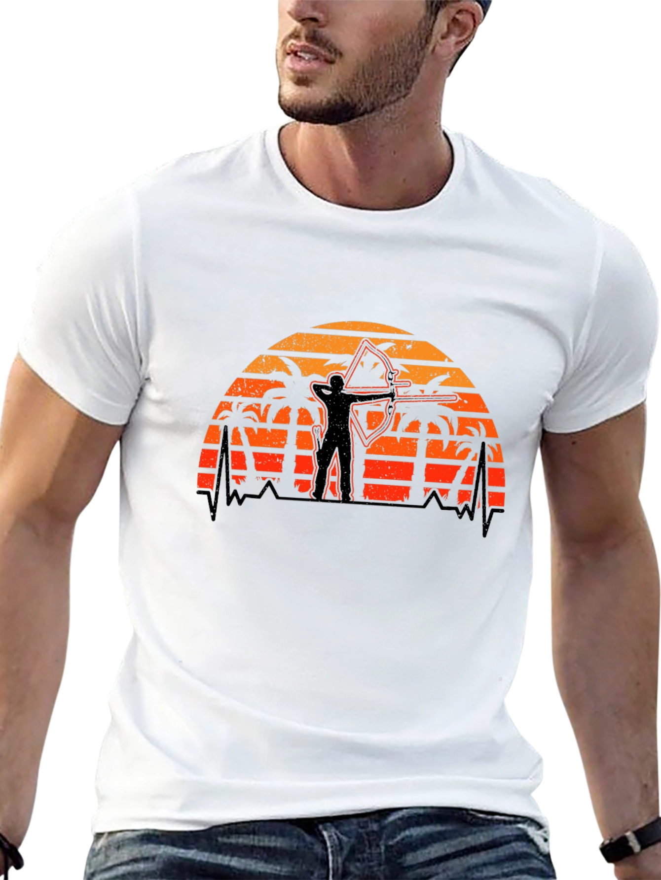 Black Archer Sunset Graphic Tee - Tropical Archery Shirt view 13