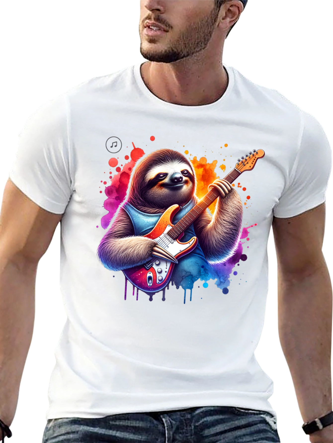 Sloth Guitarist Graphic Tee - Rock On! - 13