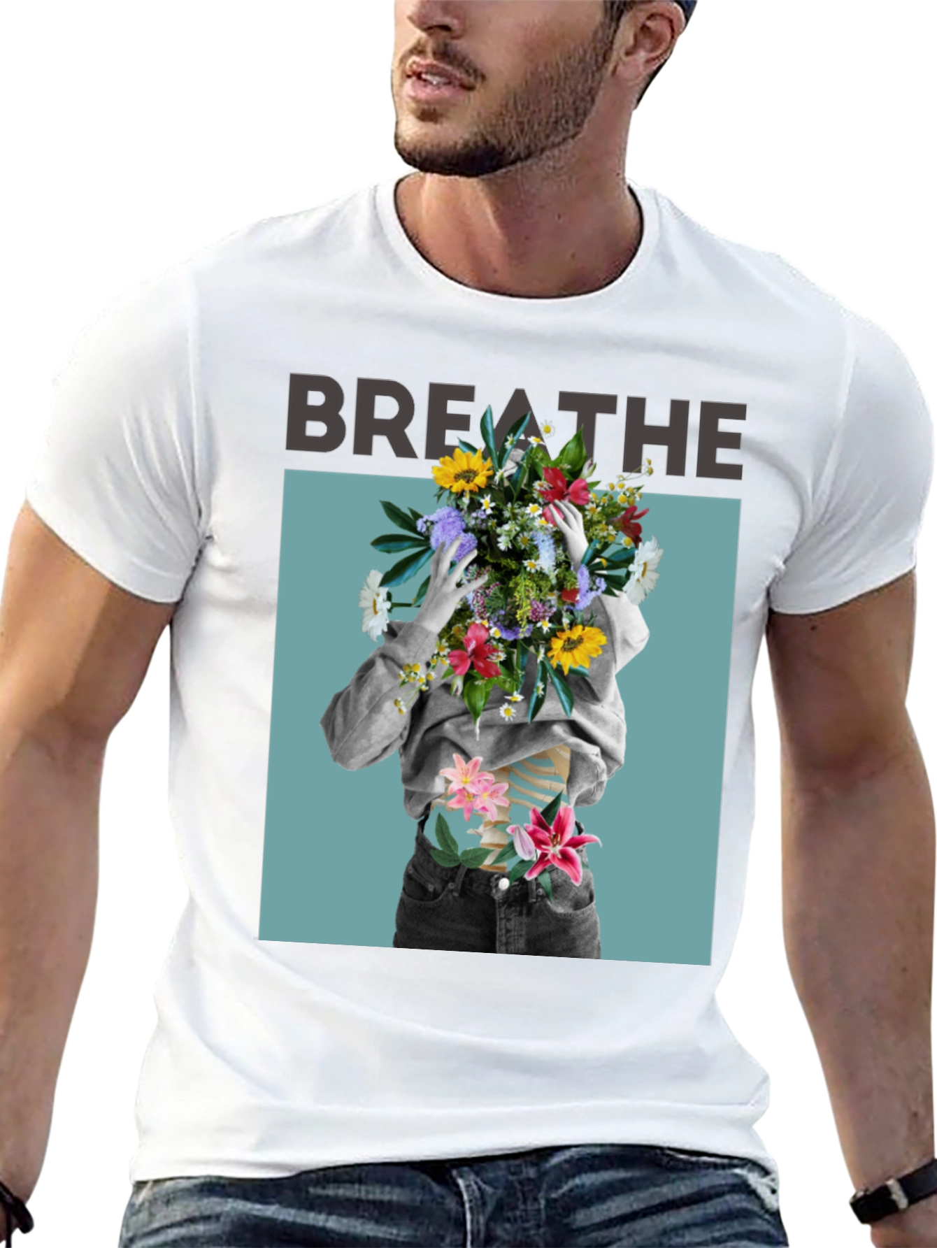 Black Breathe Floral Graphic Black T-Shirt view 13