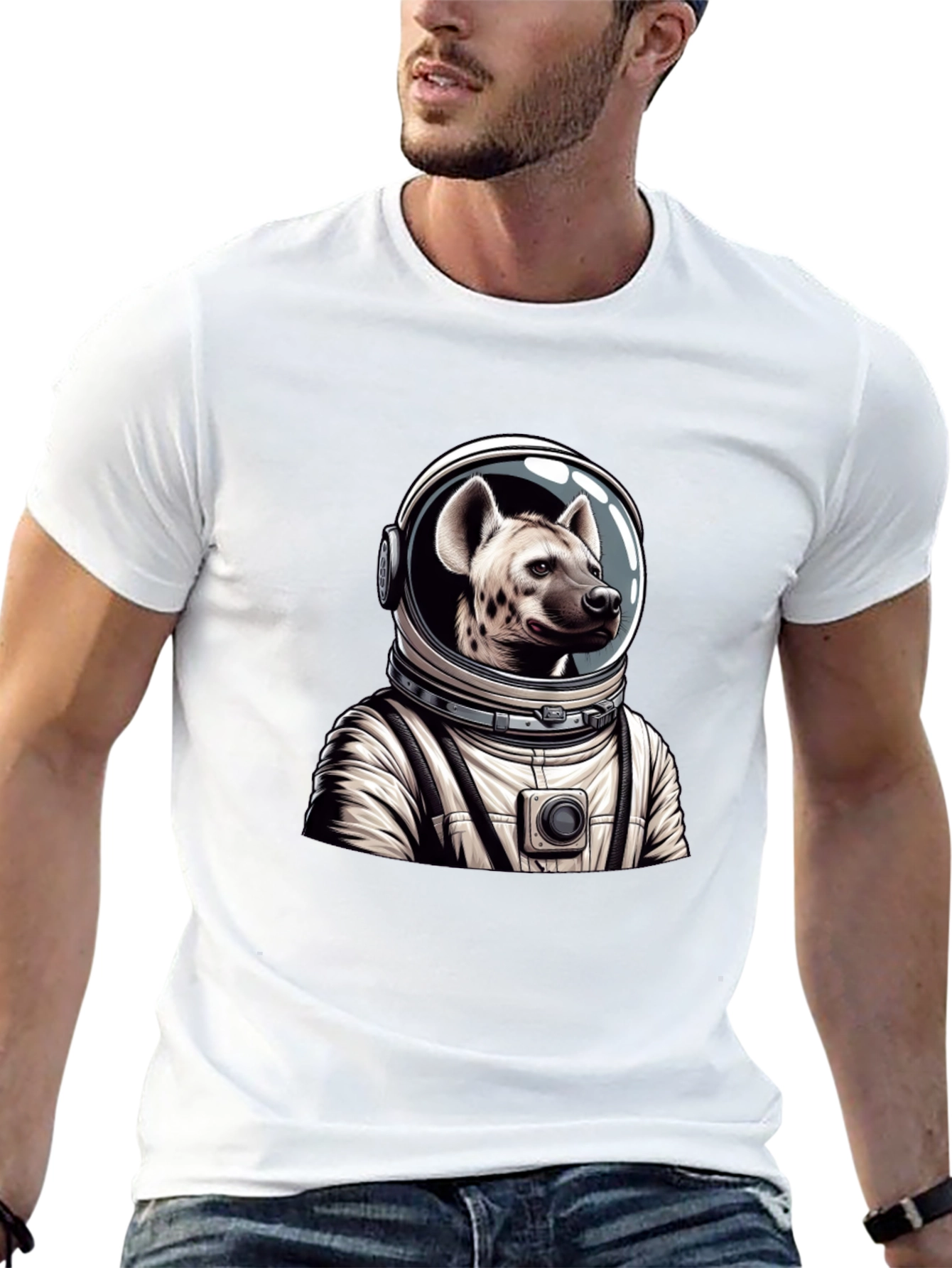 Black Hyena Astronaut Black T-Shirt view 13