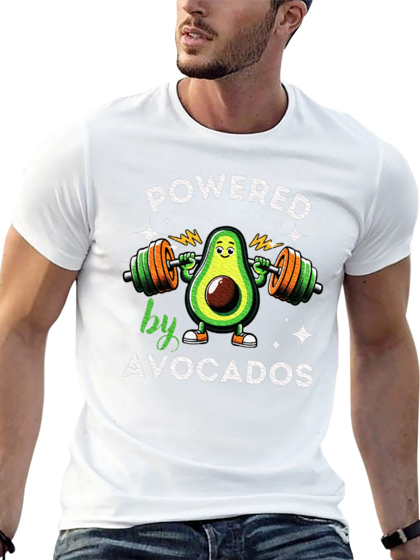 Black Powered by Avocados T-Shirt view 13