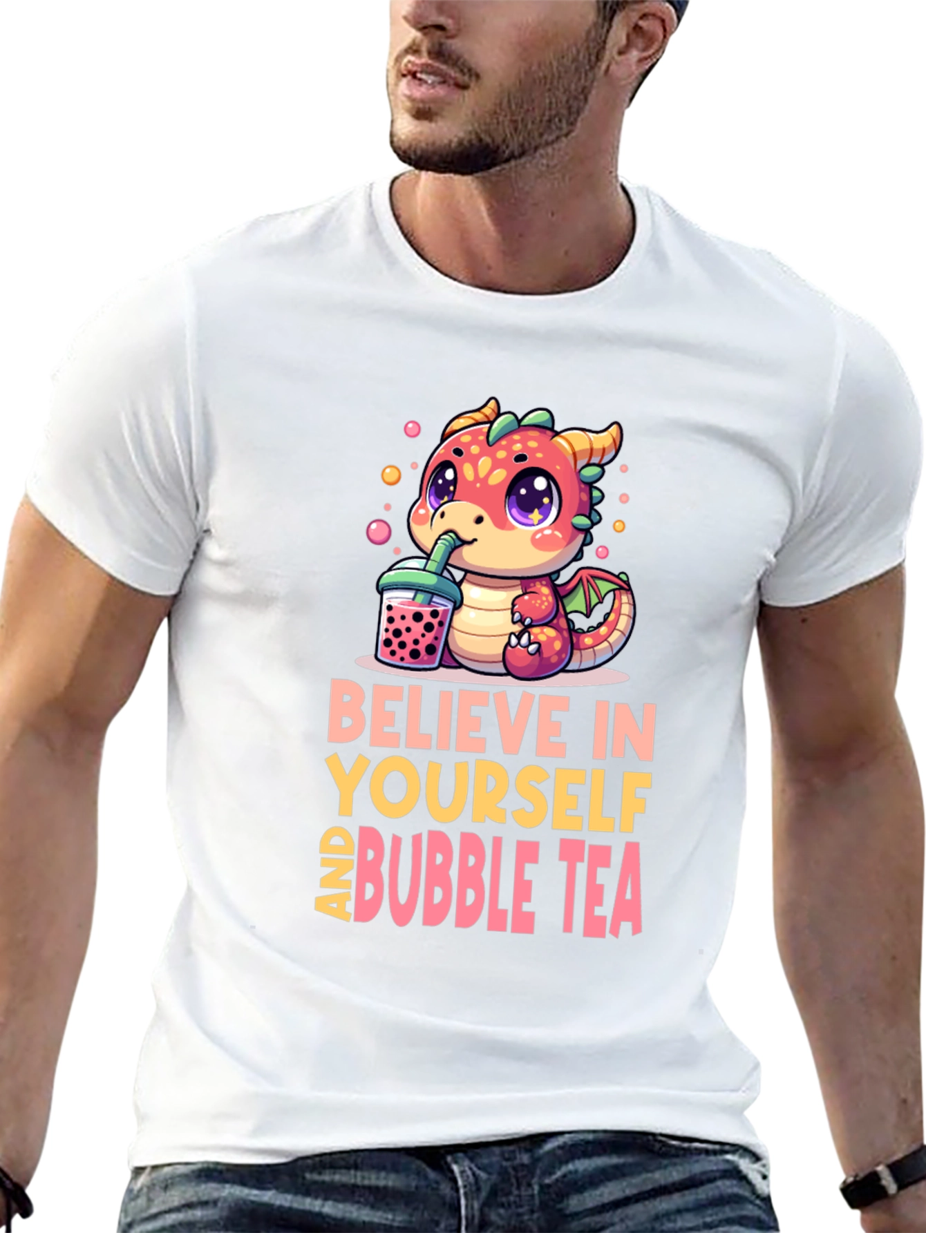 Black Believe In Yourself & Bubble Tea T-Shirt view 13
