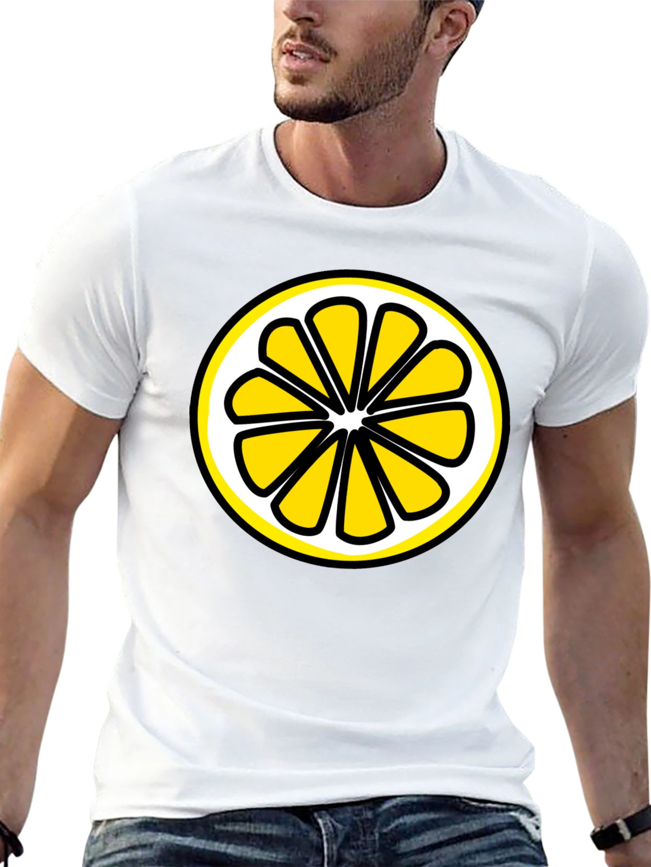 Black Lemon Slice Graphic T-Shirt - Black Cotton Tee view 13