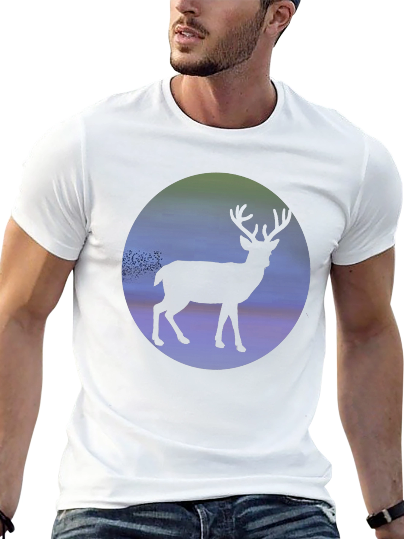 Black Deer Silhouette Graphic Tee - Men's Black T-Shirt view 13