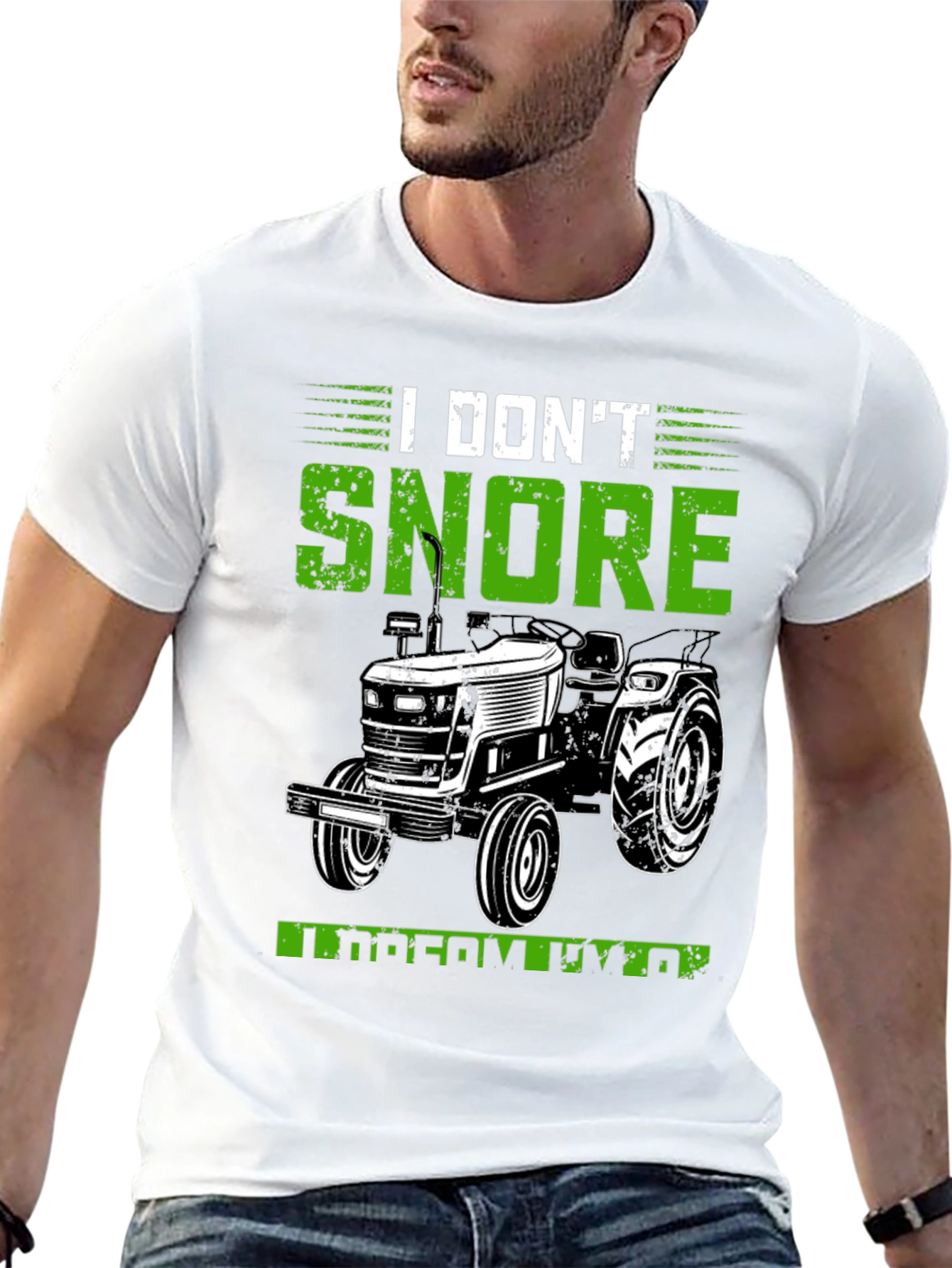 Black I Don't Snore I Dream Tractor Black Graphic Tee view 13