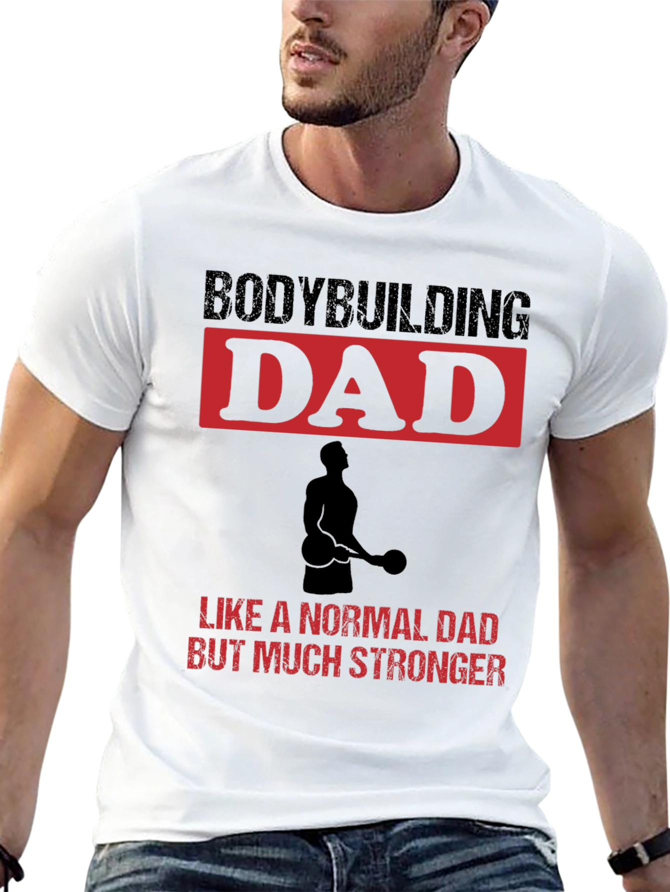 Black Bodybuilding Dad T-Shirt - Stronger Than Normal! view 13