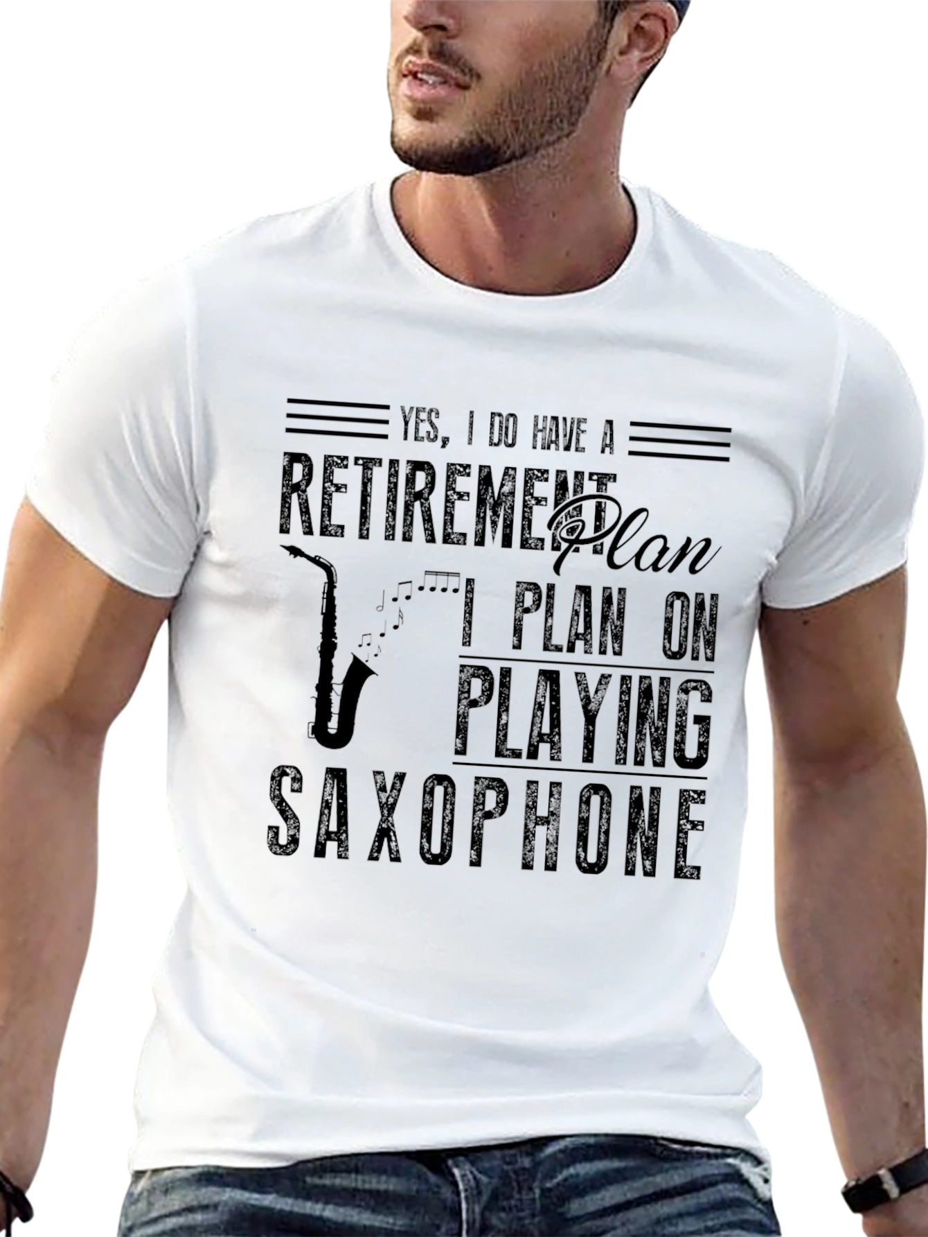 Black Retirement Plan Saxophone T-Shirt - Black view 13