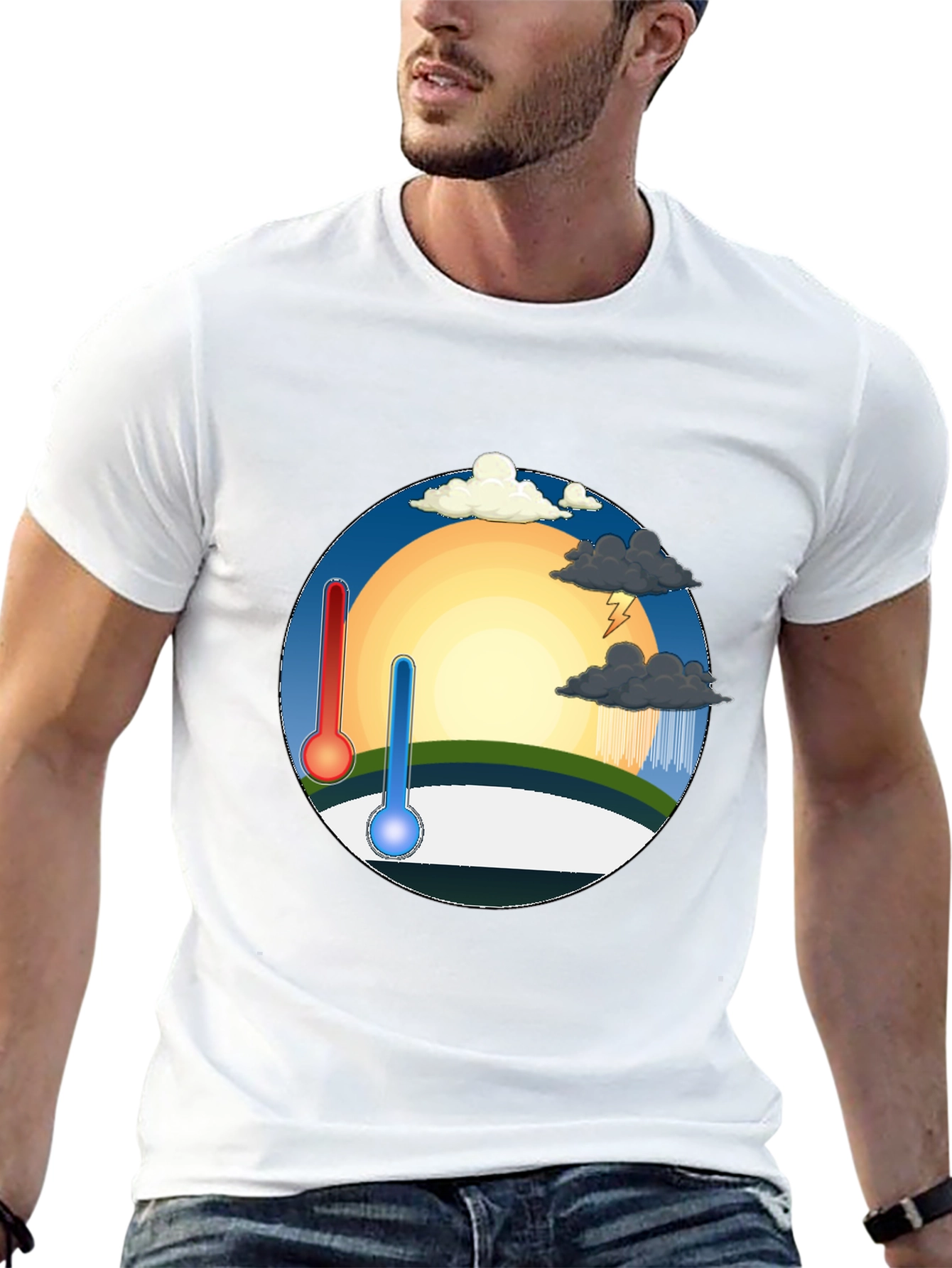 Black Climate Change T-Shirt - Hot & Cold Weather Tee view 13