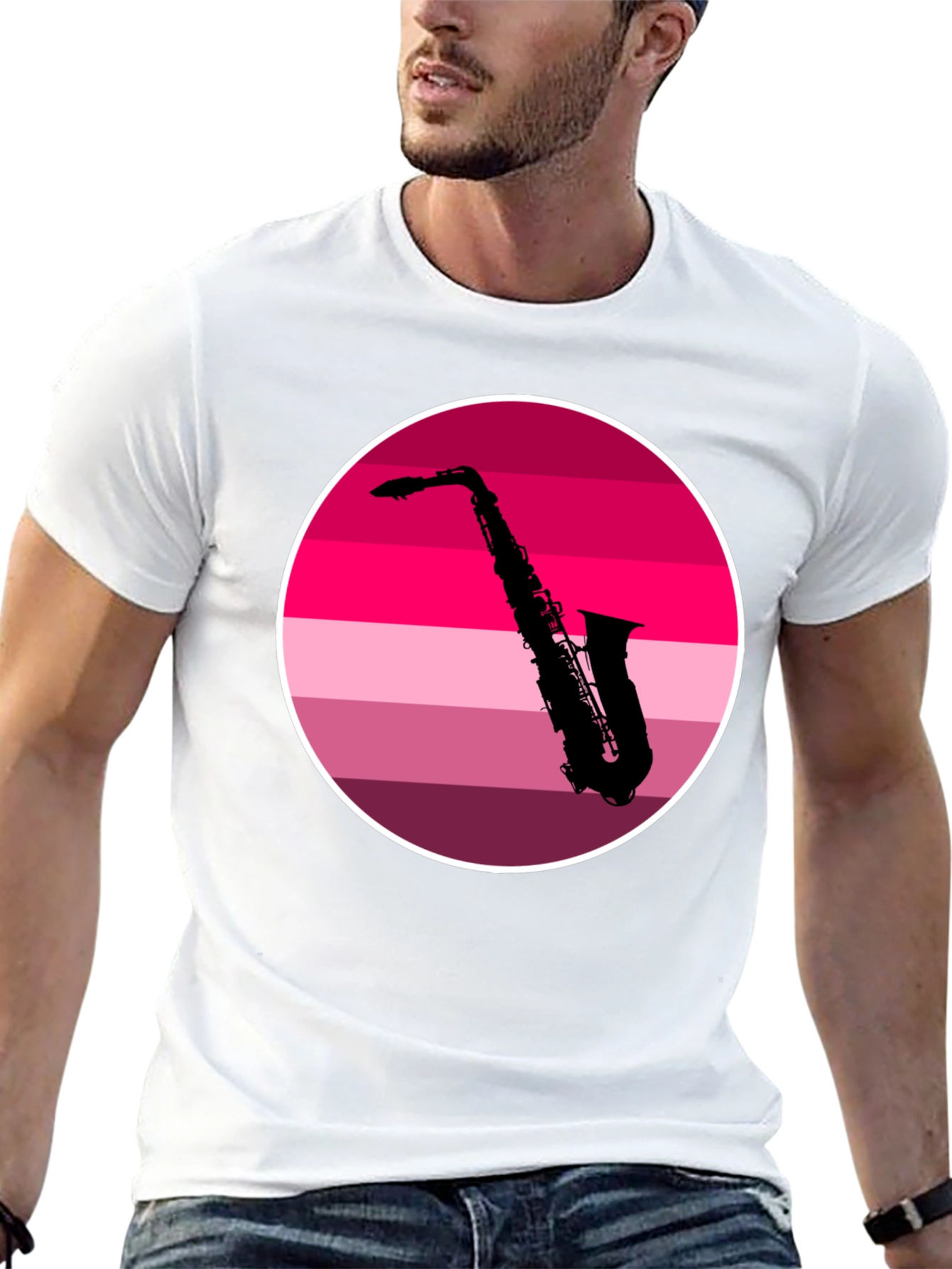 Black Saxophone Silhouette Tee - Retro Music Vibes view 13