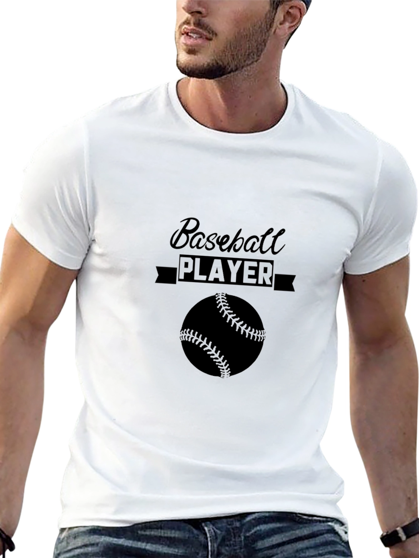 Black Baseball Player Graphic Black T-Shirt view 13