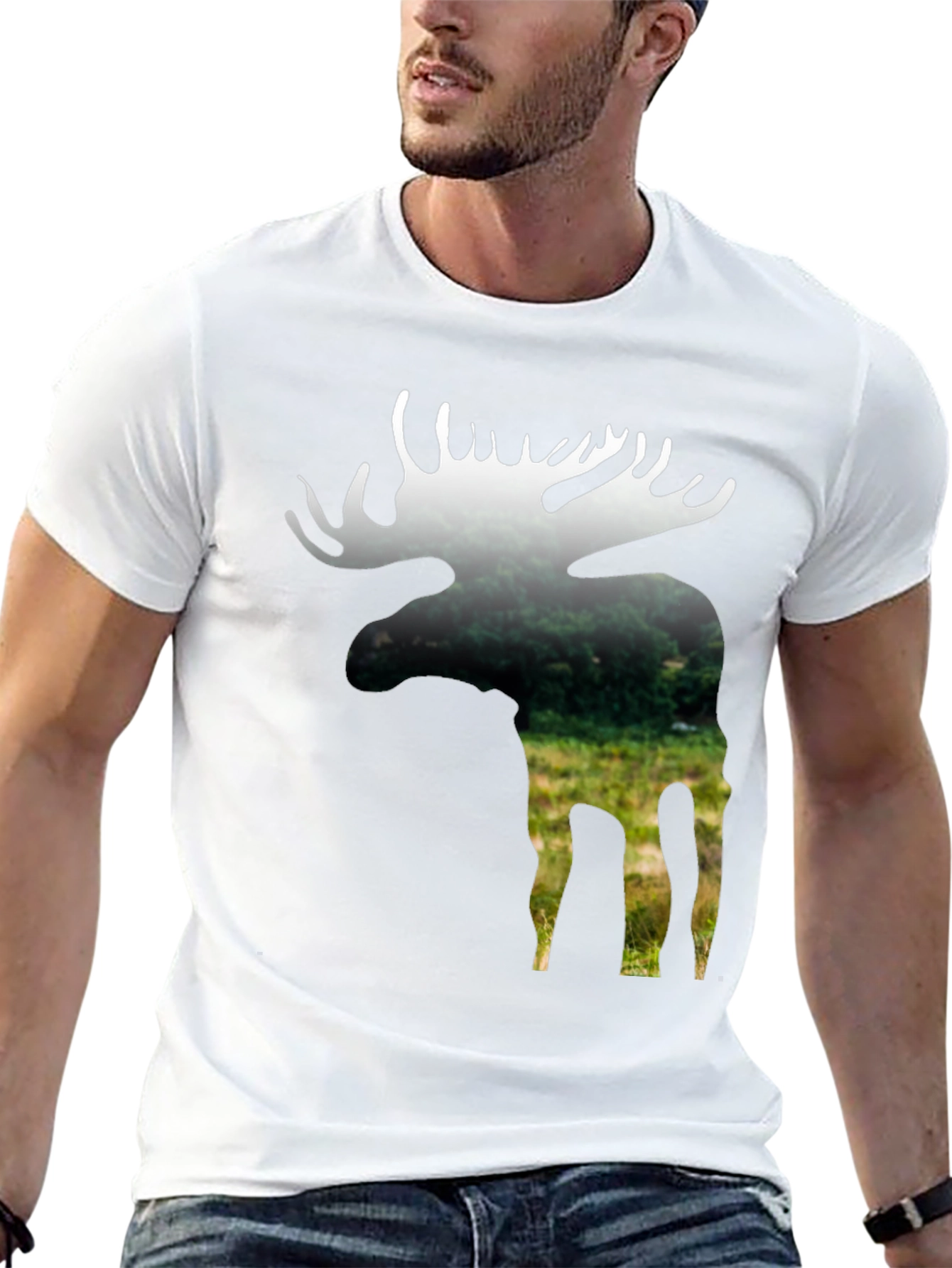 Black Nature Moose Graphic Tee - Black Cotton Blend view 13