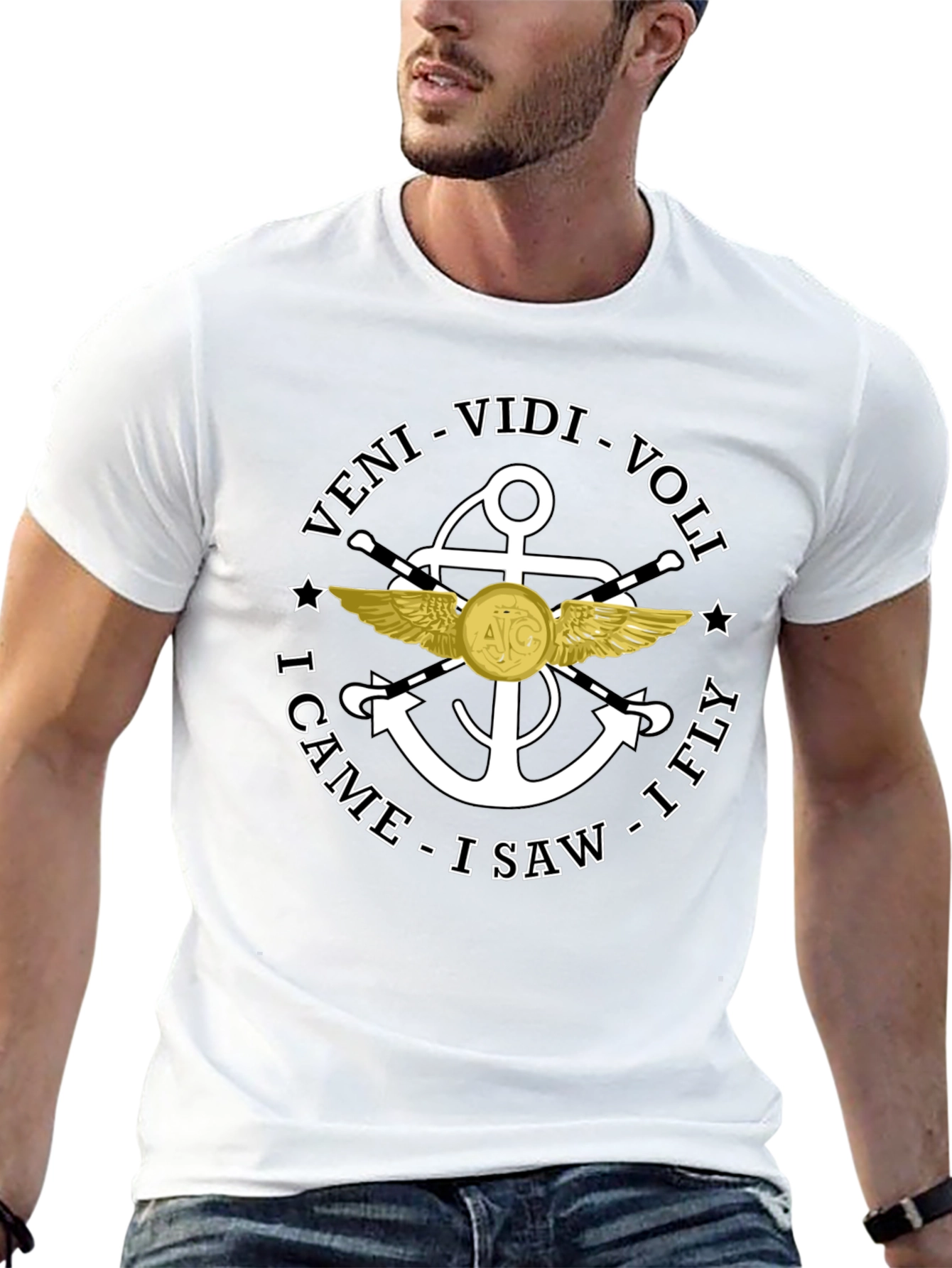 Black Veni Vidi Voli I Came I Saw I Fly Black T-Shirt view 13