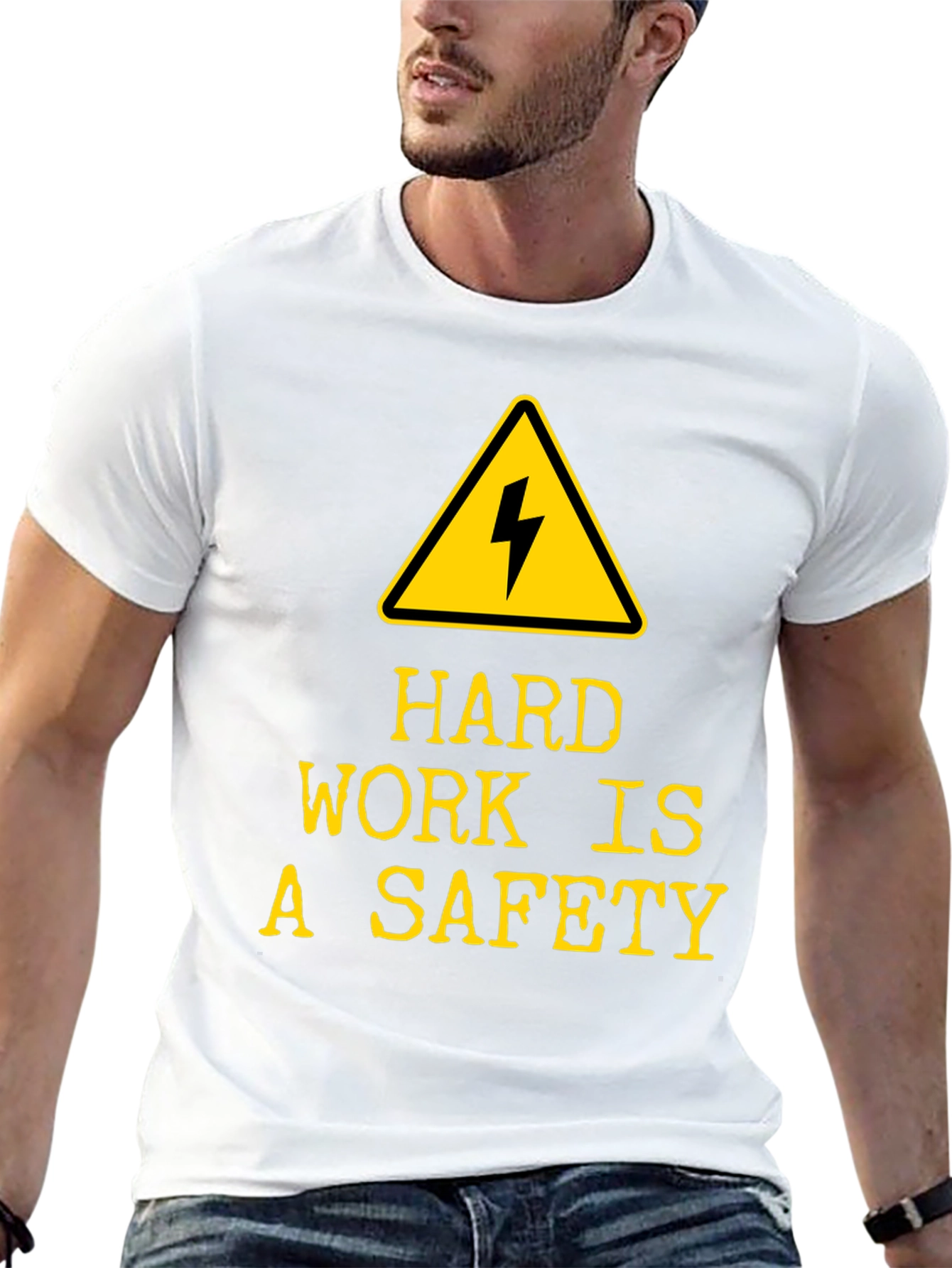 Black Hard Work is A Safety T-Shirt - Black view 13