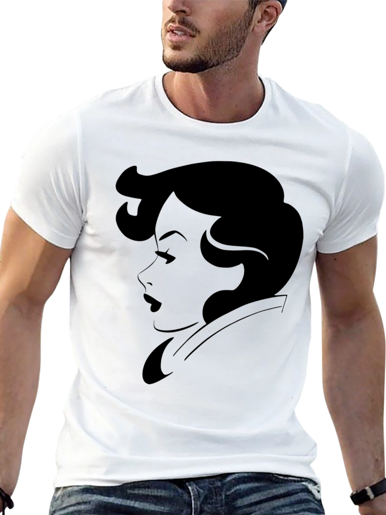 Black Retro Woman Silhouette Black T-Shirt view 13