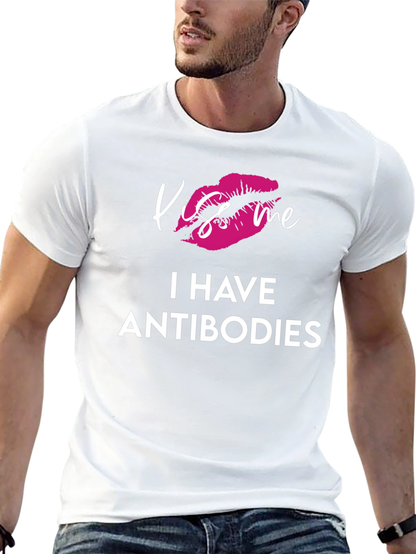 Black Kiss Me I Have Antibodies Graphic T-Shirt view 13