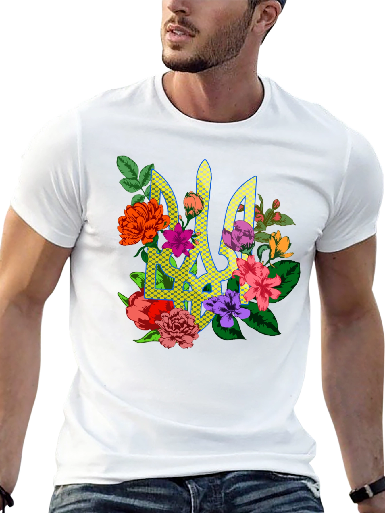 Black Floral Ukraine Emblem T-Shirt view 13