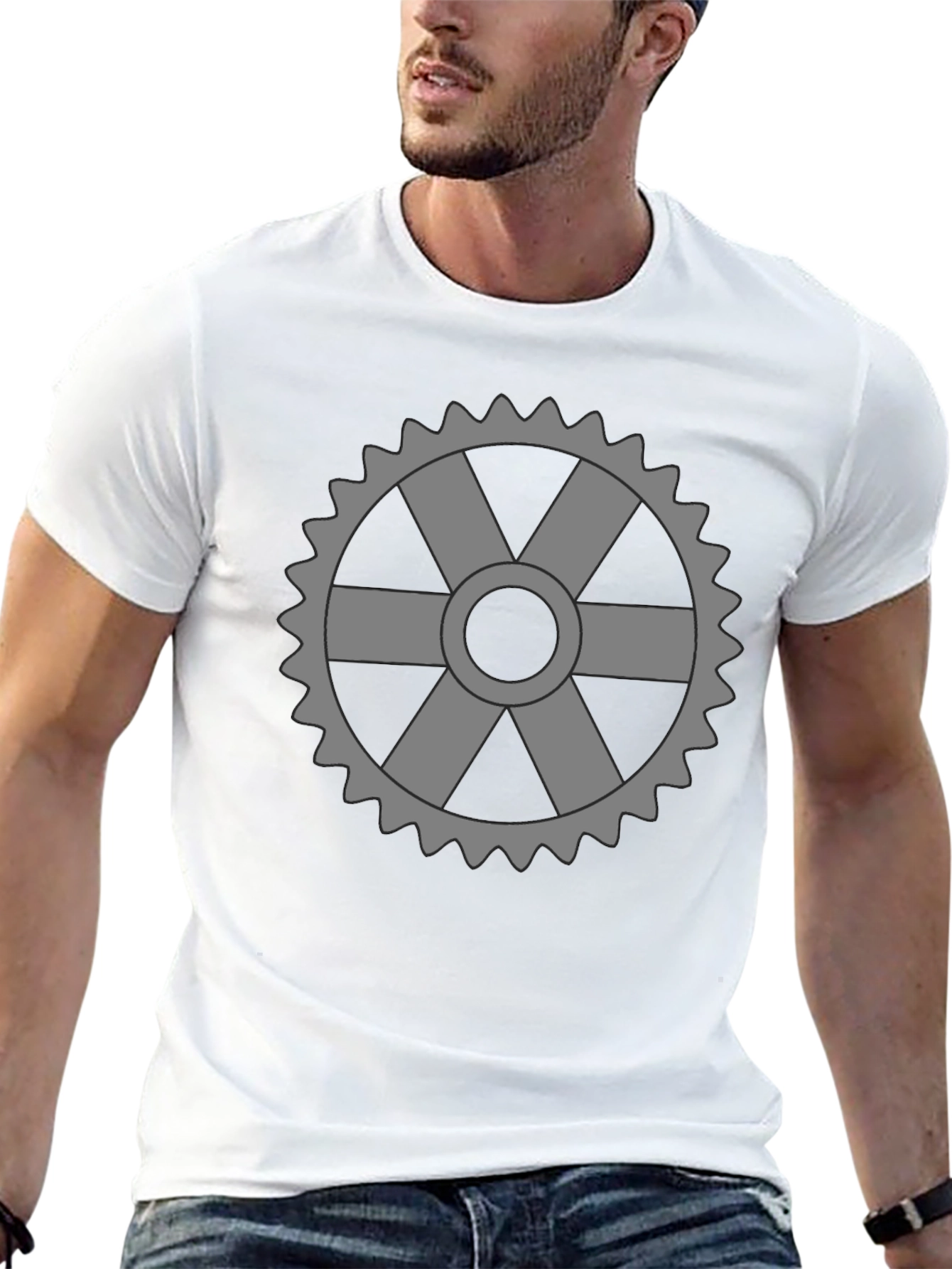Black Cogwheel Graphic Tee - Cool & Comfortable view 13