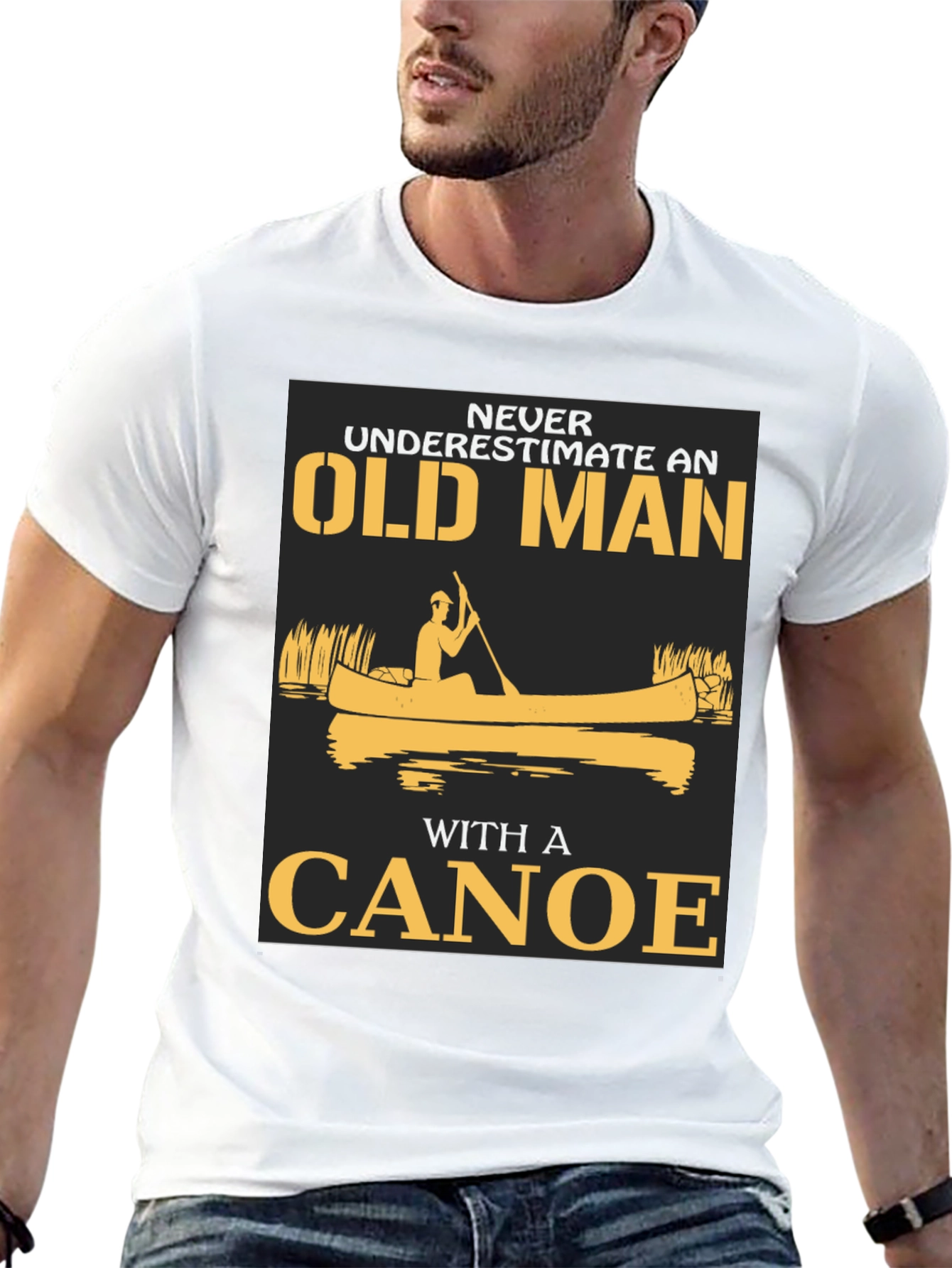 Black Old Man Canoe Graphic Tee - Black Cotton Blend view 13