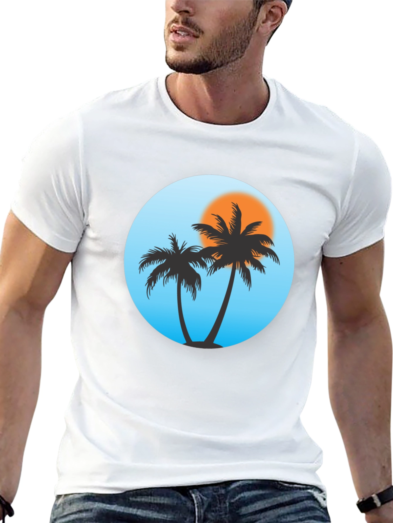 Black Tropical Palm Tree Black T-Shirt view 13