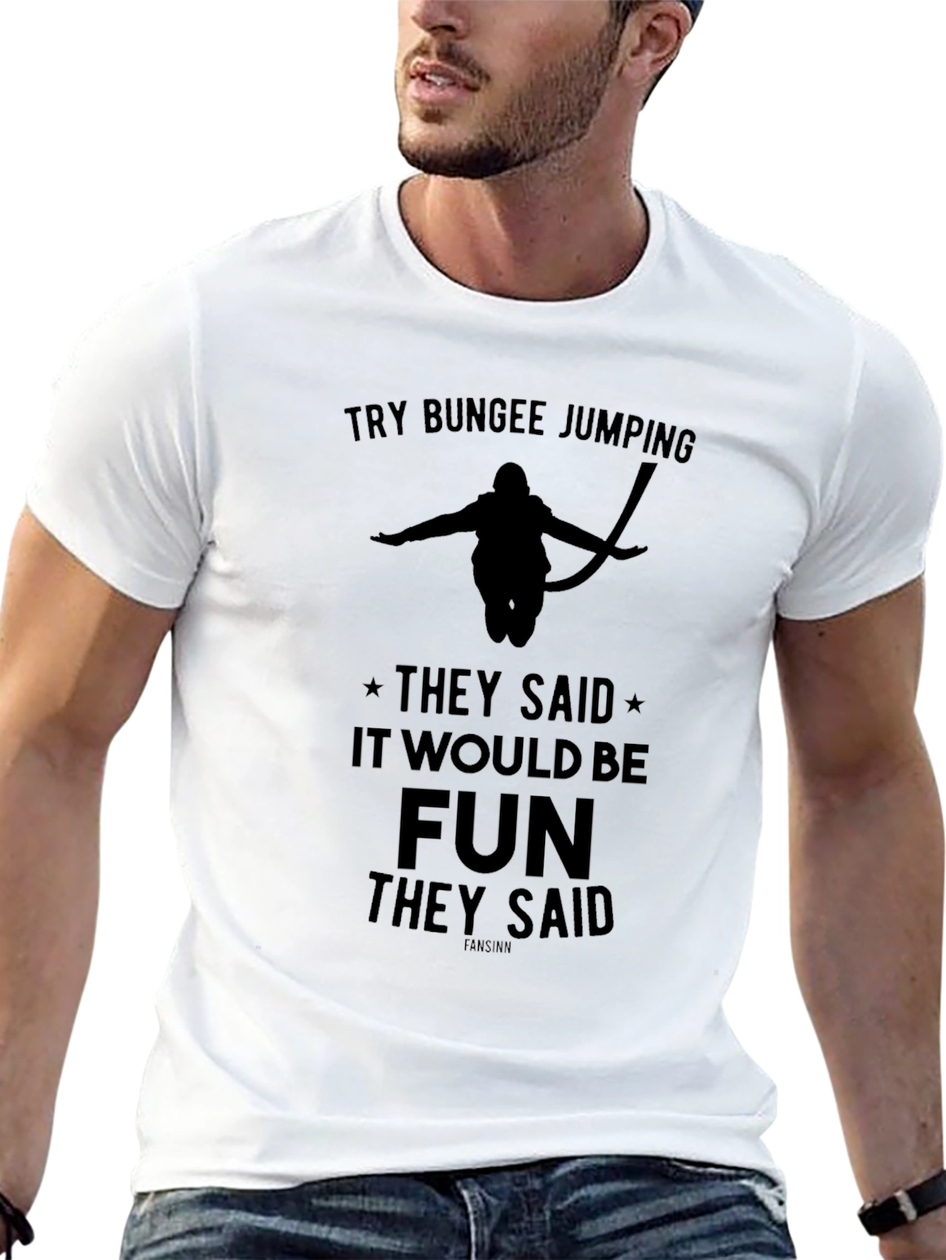 Black Bungee Jumping Graphic Tee - Fun Adventure Shirt view 13