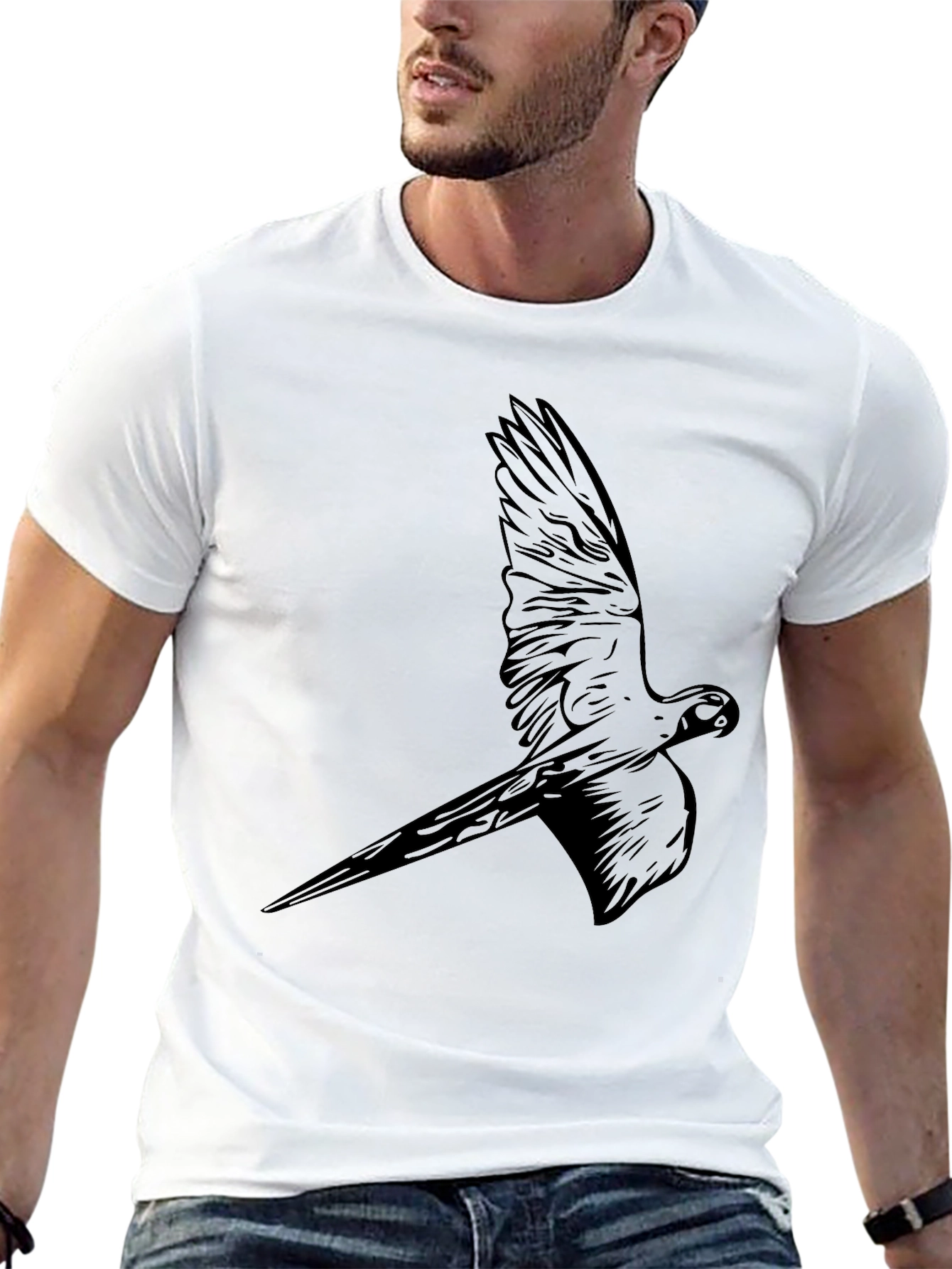 Black Black Parrot Graphic Tee - Stylish Bird Design view 13